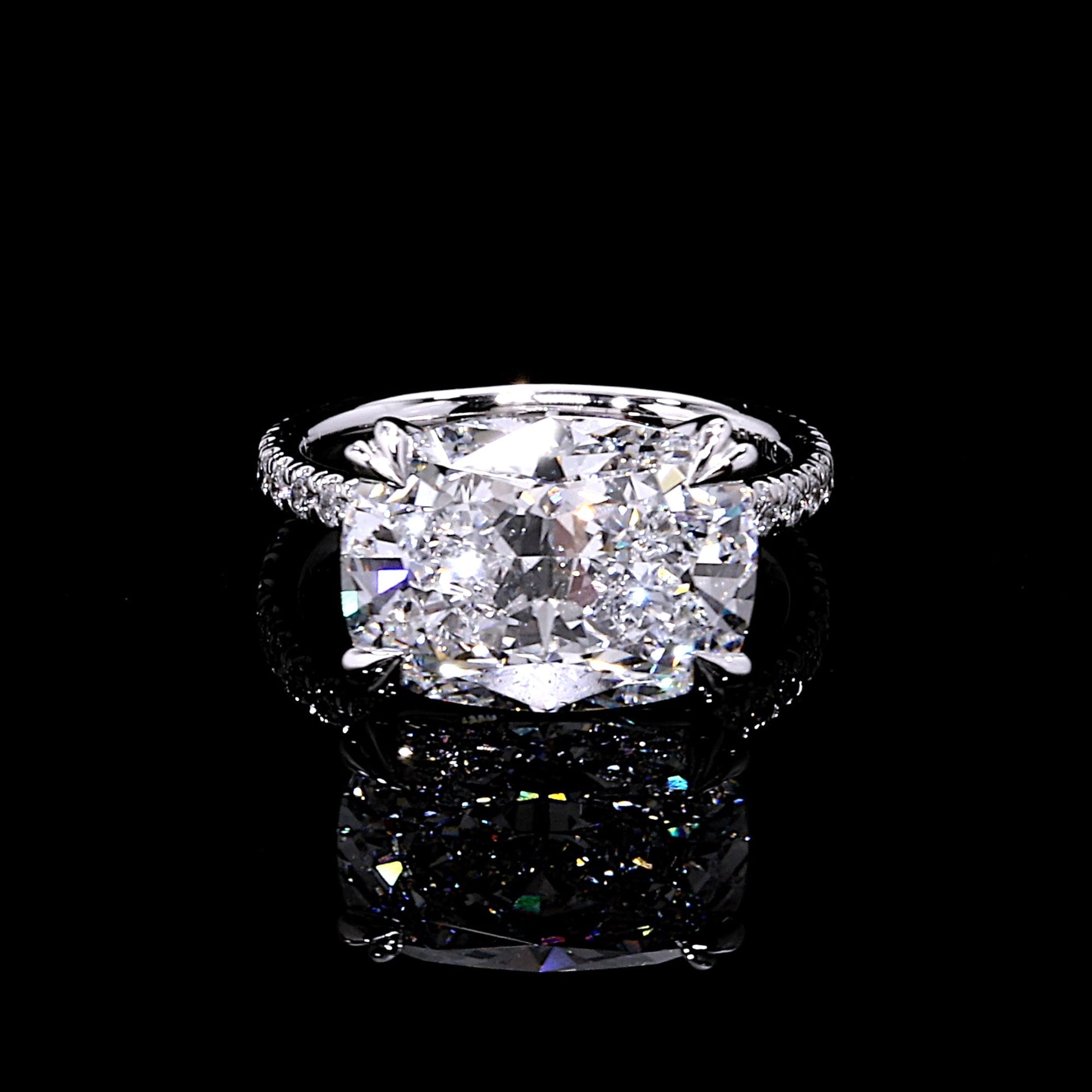 Elle East-West Elongated Cushion Solitaire Lab Diamond Engagement Ring | Saviera Jewels