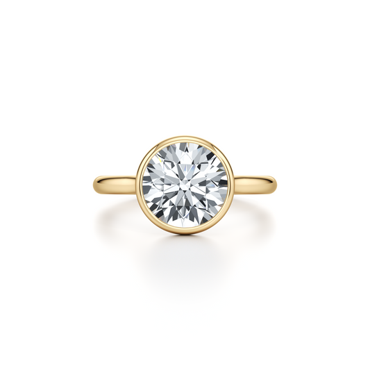 Elle Round Brilliant Bezel Lab Diamond Engagement Ring | Saviera Jewels