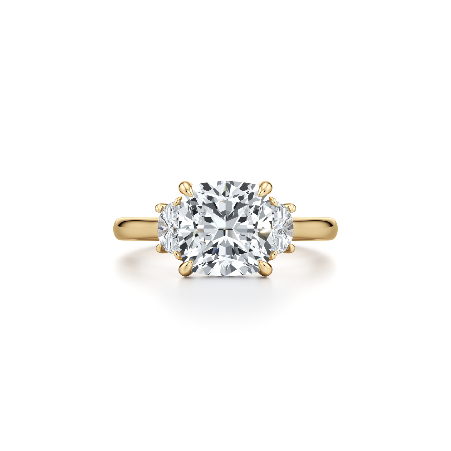 Chelsea Antique Cushion Cut Three Stone Lab Diamond Engagement Ring - view 5