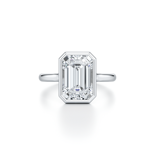 Elle Emerald Bezel Lab Diamond Engagement Ring | Saviera Jewels