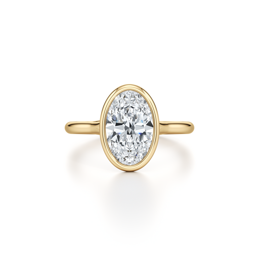 Elle Oval Cut Bezel Solitaire Lab Diamond Engagement Ring | Saviera Jewels