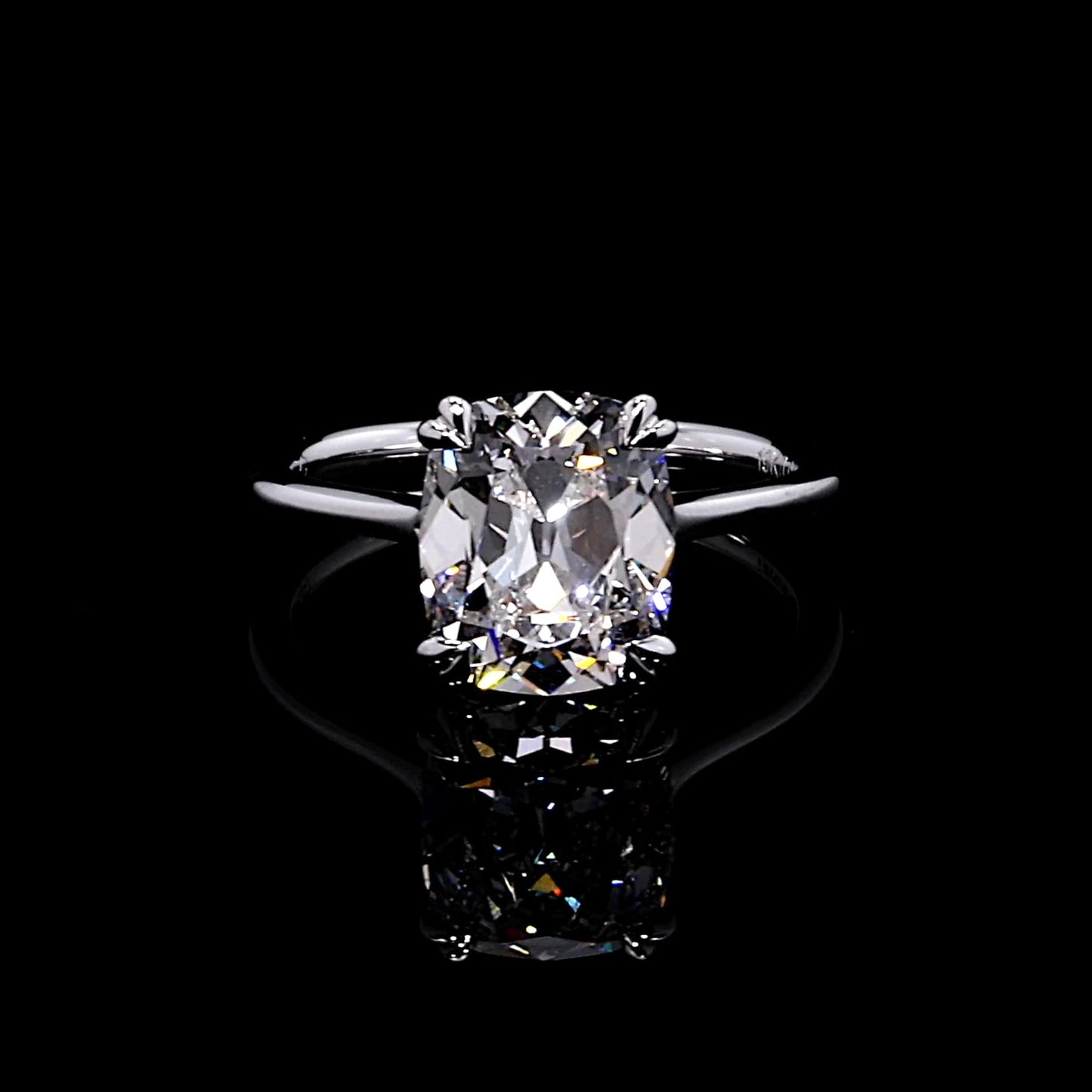 Elle East-West Antique Cushion Solitaire Lab Diamond Engagement Ring - view 9