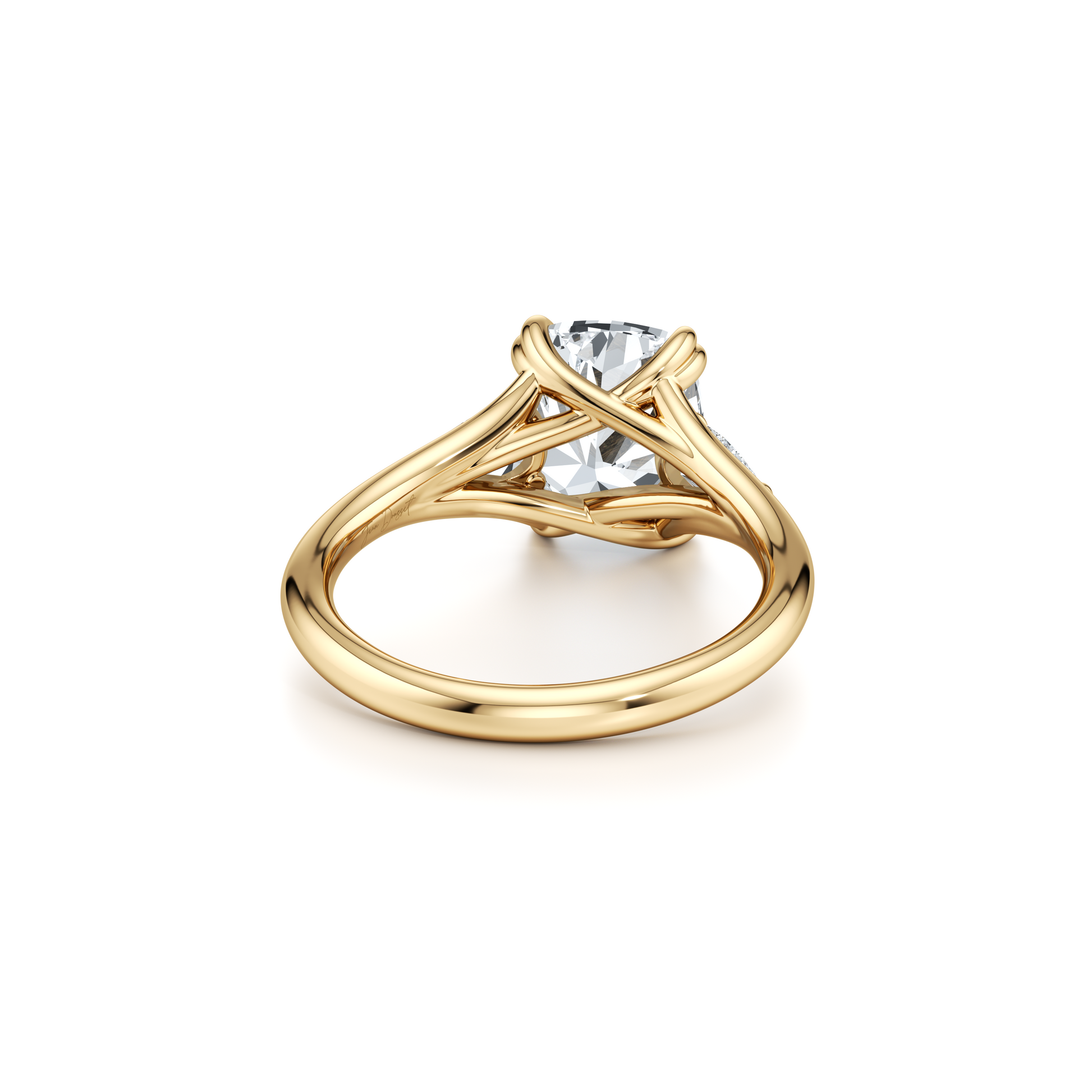 High Jewelry | Jane Elongated Cushion Yellow Diamond Three Stone Engagement Ring - view 12