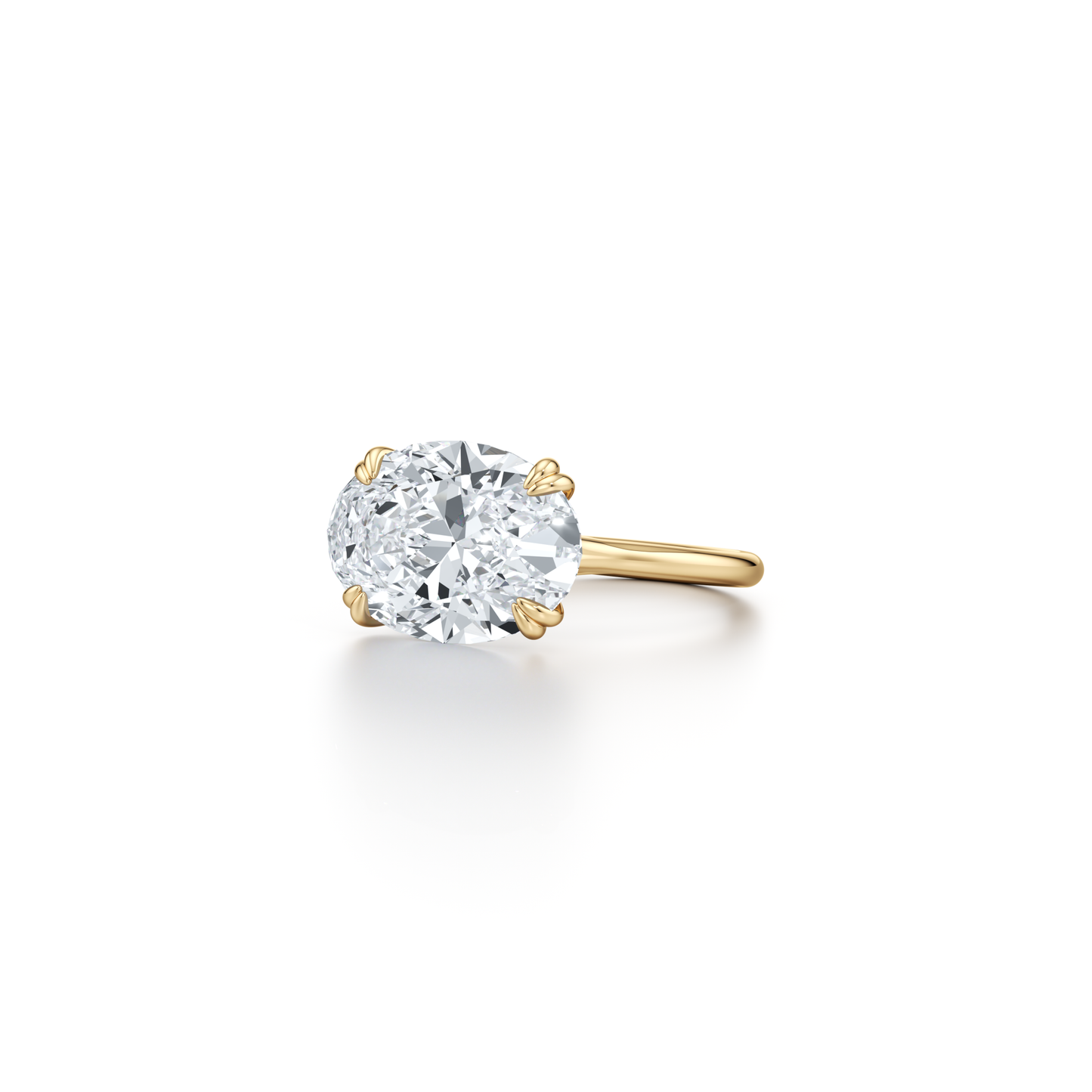 Elle East-West Oval Solitaire Lab Diamond Engagement Ring - view 6