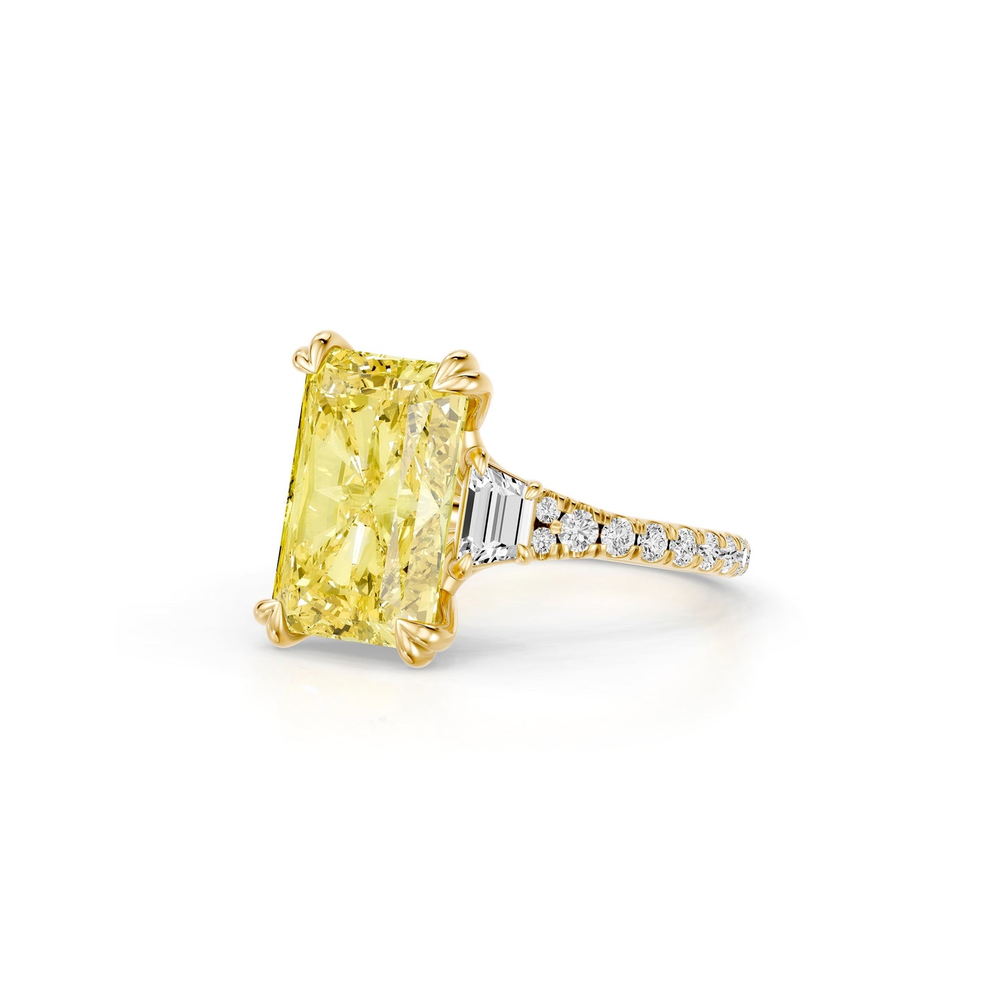 High Jewelry | Jane Radiant Yellow Diamond Three Stone Engagement Ring - view 2