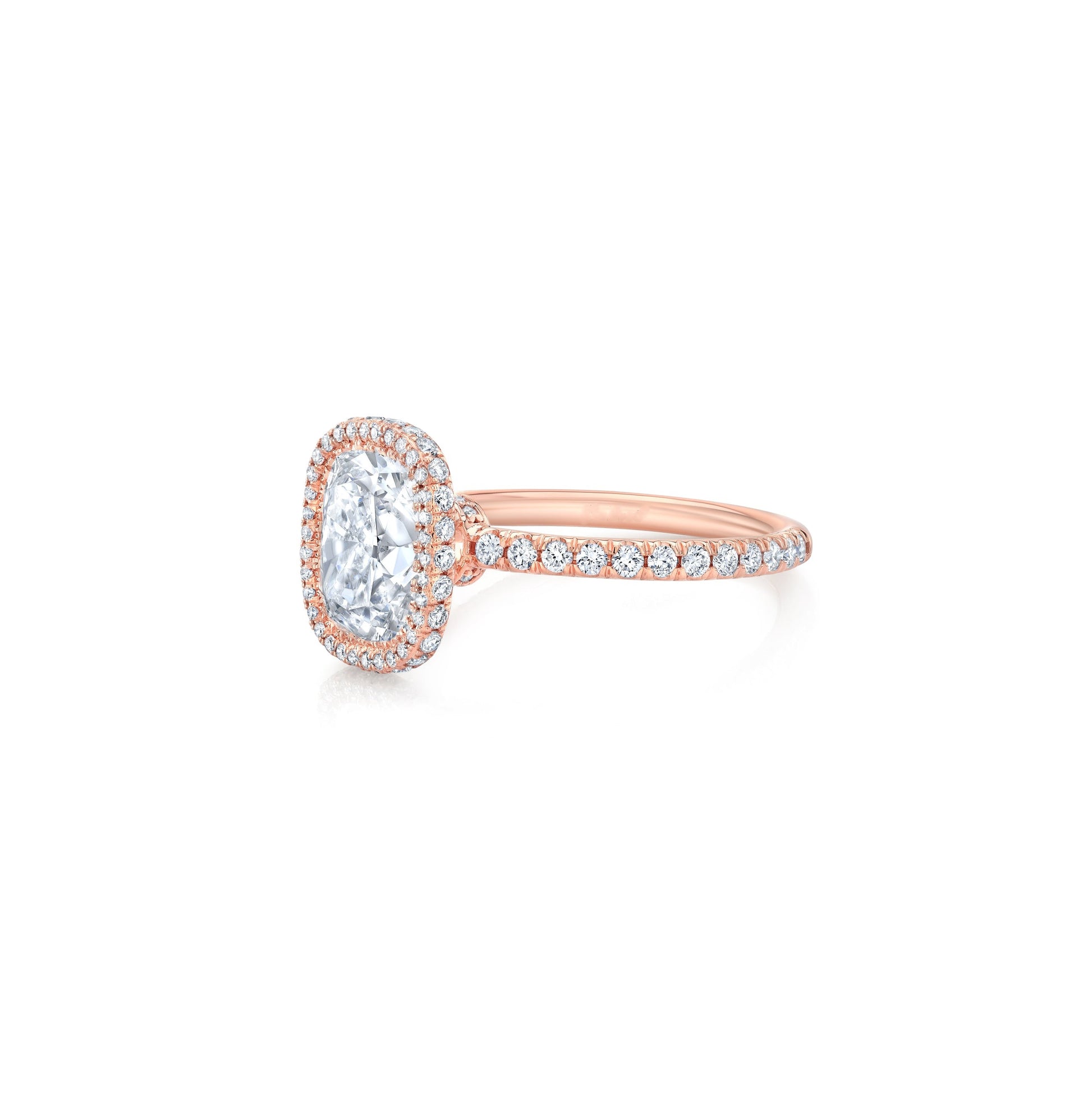 Alyssa Invisible Halo Antique Cushion Lab Diamond Engagement Ring - view 2