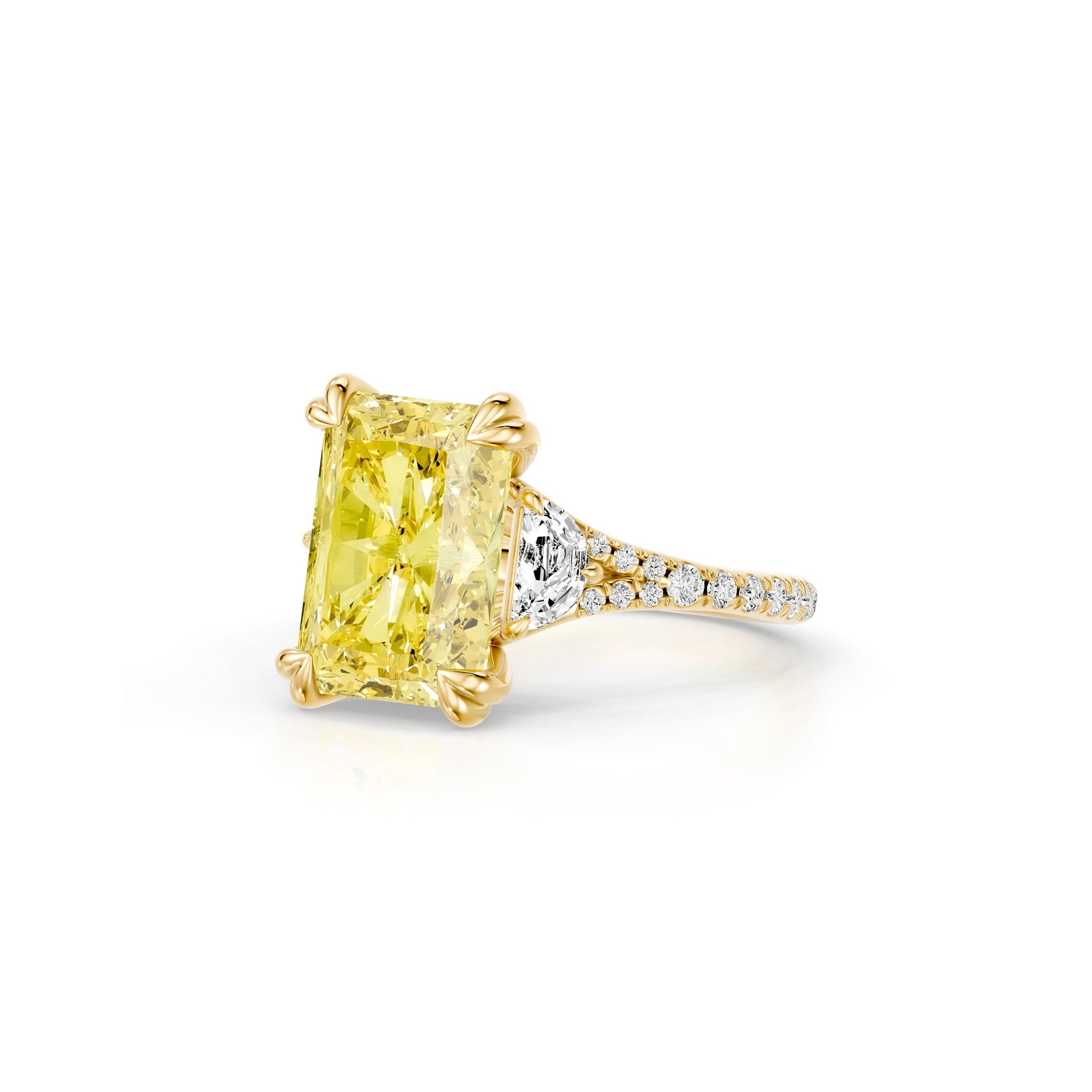 High Jewelry | Jane Radiant Yellow Diamond Three Stone Engagement Ring - view 7