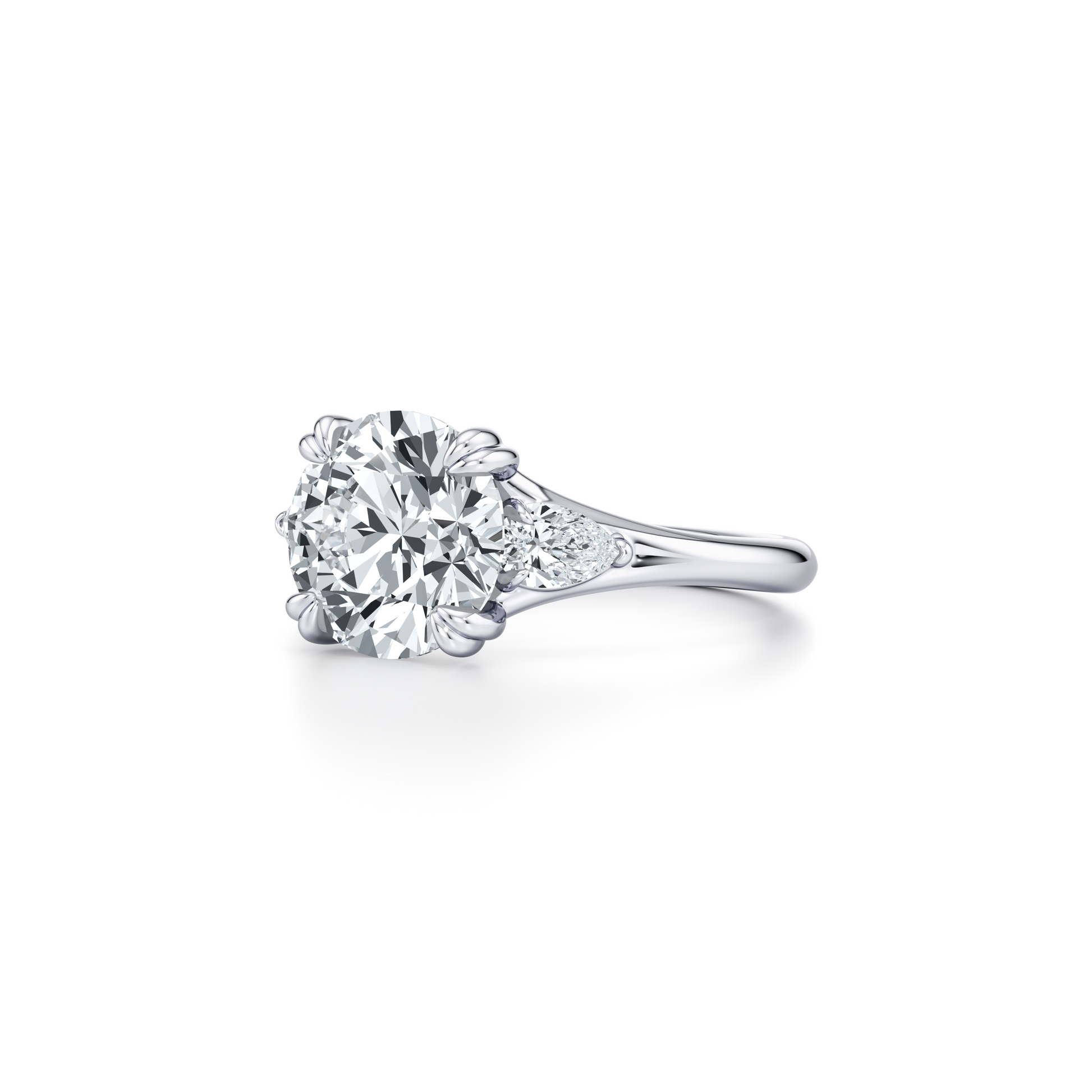 Jane Pear Round Three Stone Lab Diamond Engagement Ring - view 2