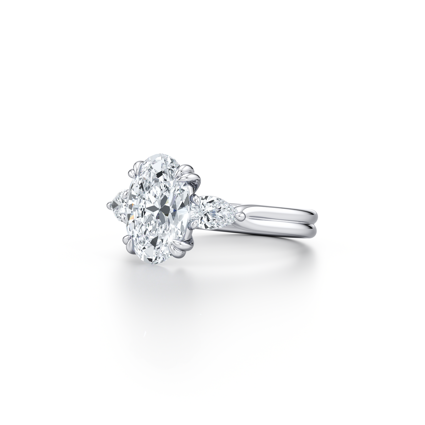 Elle Trapezoid Pear Three Stone Double Lab Diamond Engagement Ring - view 2