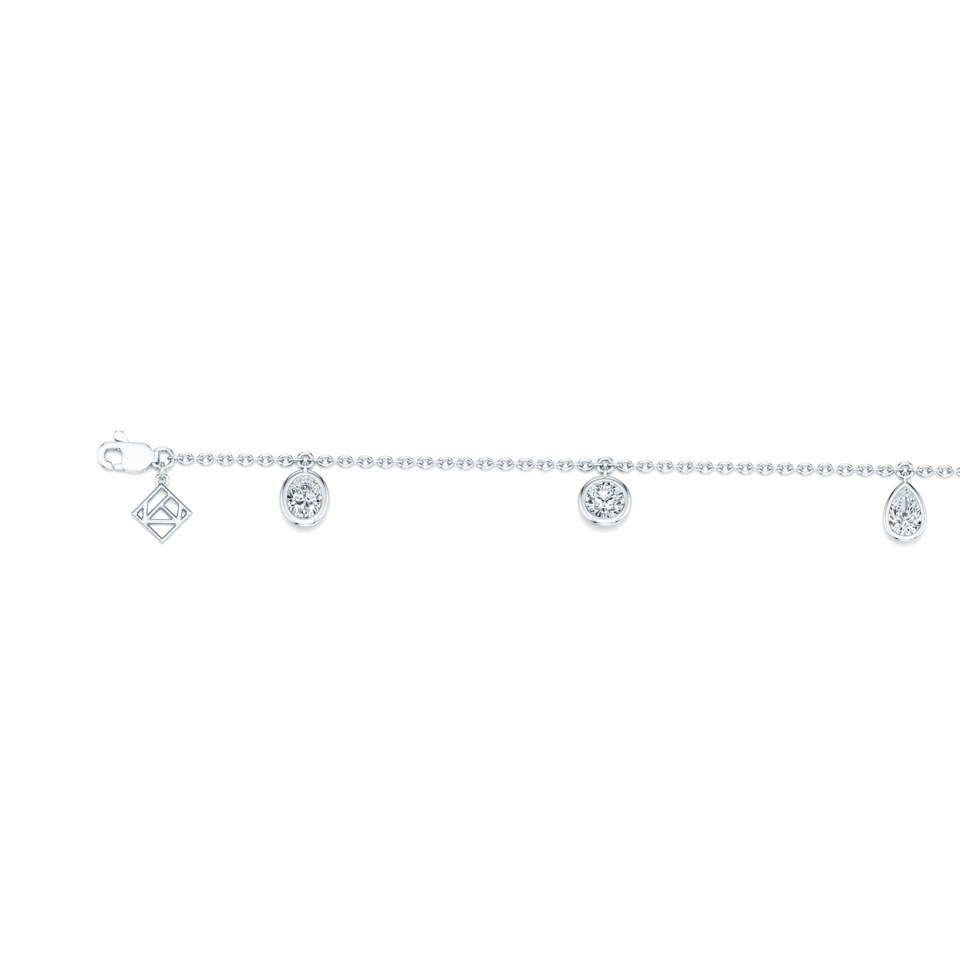 Bezel Set Lab Diamond Charm Bracelet - view 2