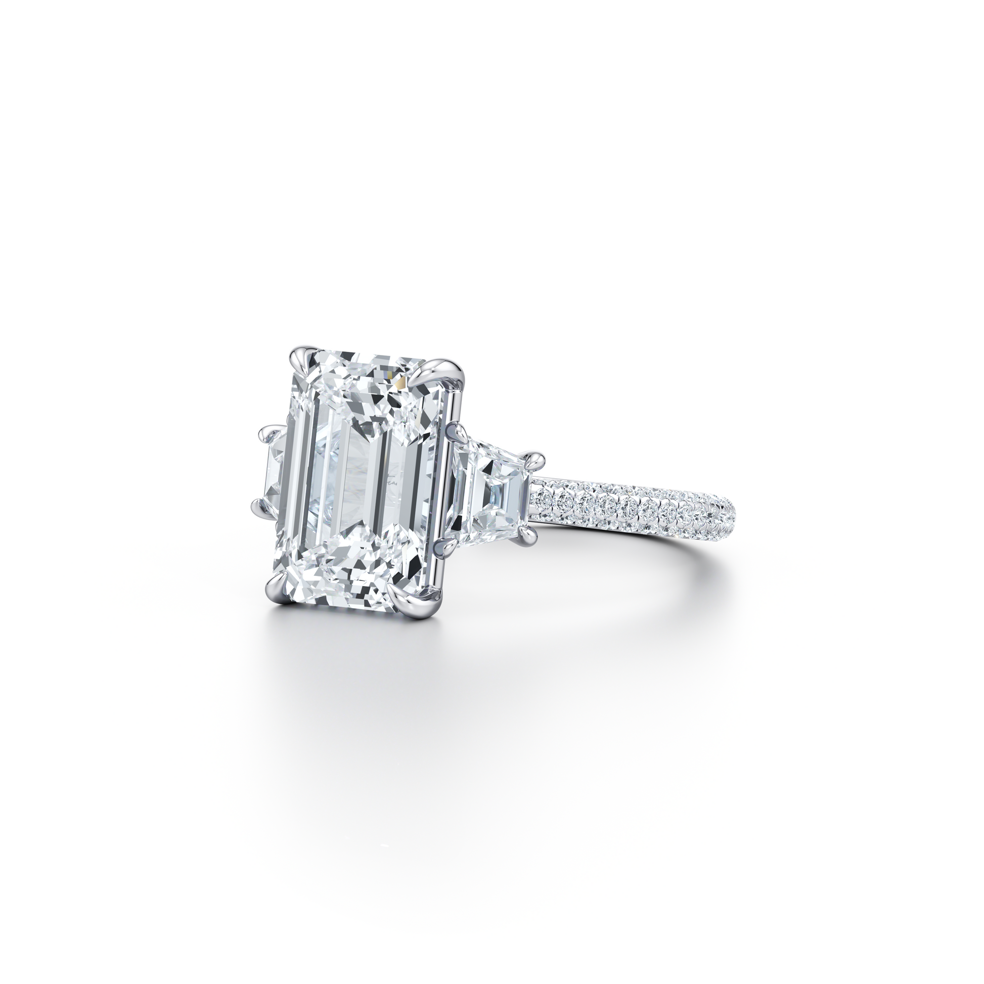 Chelsea Emerald Three Stone Engagement Ring - view 6