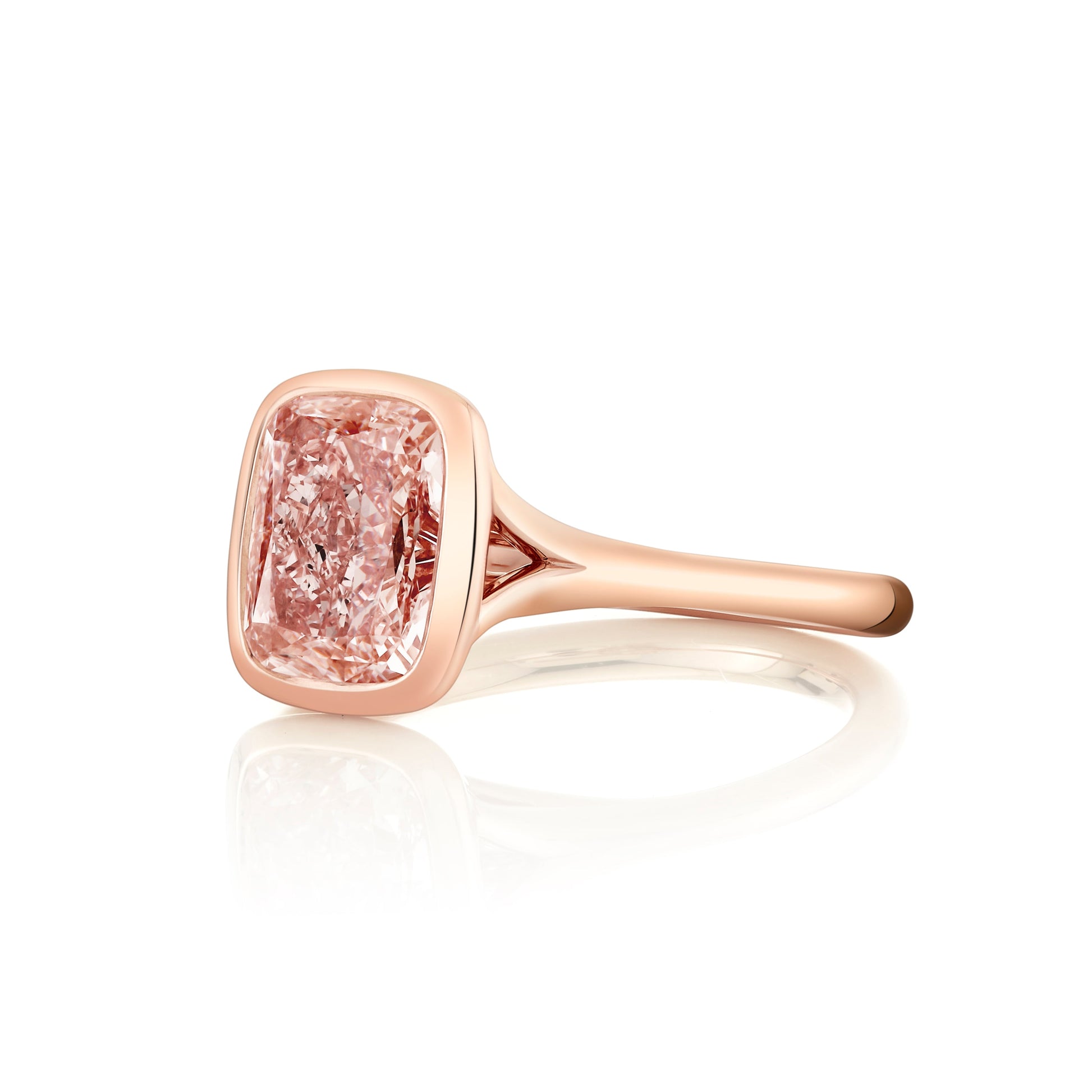 Elle Cushion Dual Bezel Lab Pink Diamond Engagement Ring - view 5