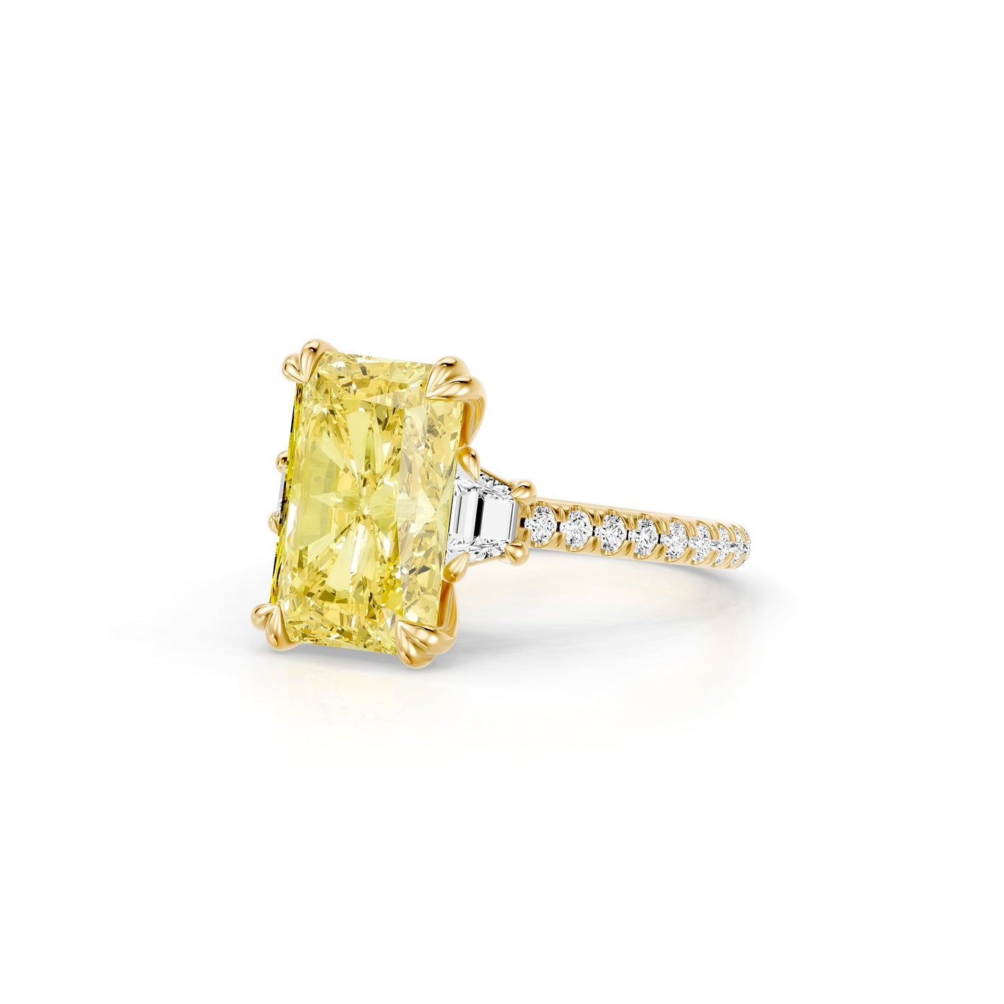 Elle Radiant Lab Yellow Diamond Three Stone Engagement Ring - view 2
