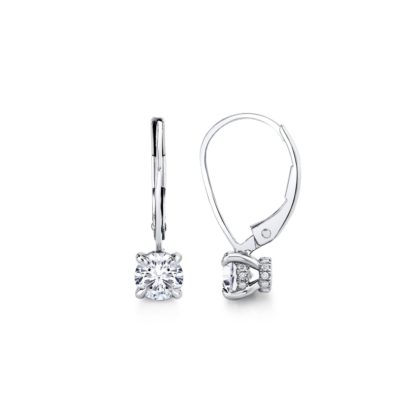 Chelsea Round Brilliant Leverback Earrings - view 2