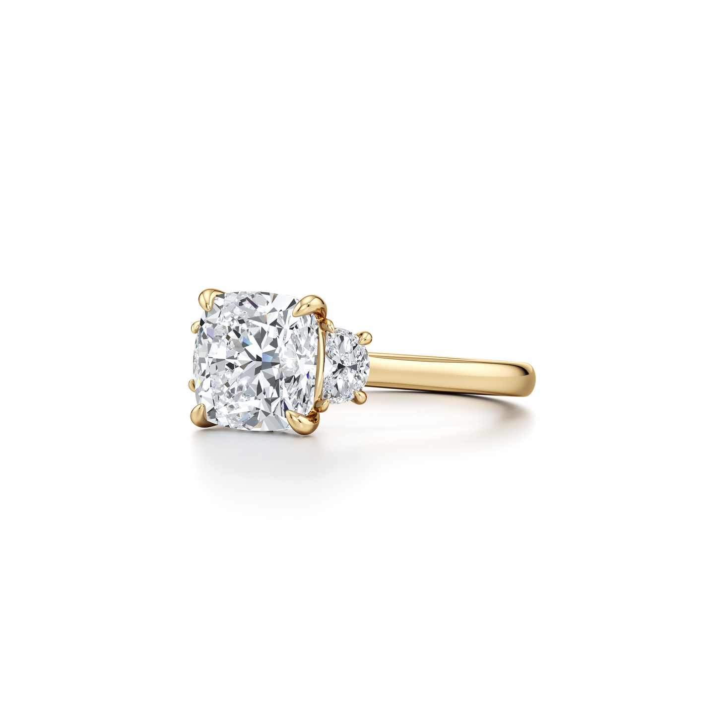 Chelsea Antique Cushion Cut Three Stone Lab Diamond Engagement Ring - view 6