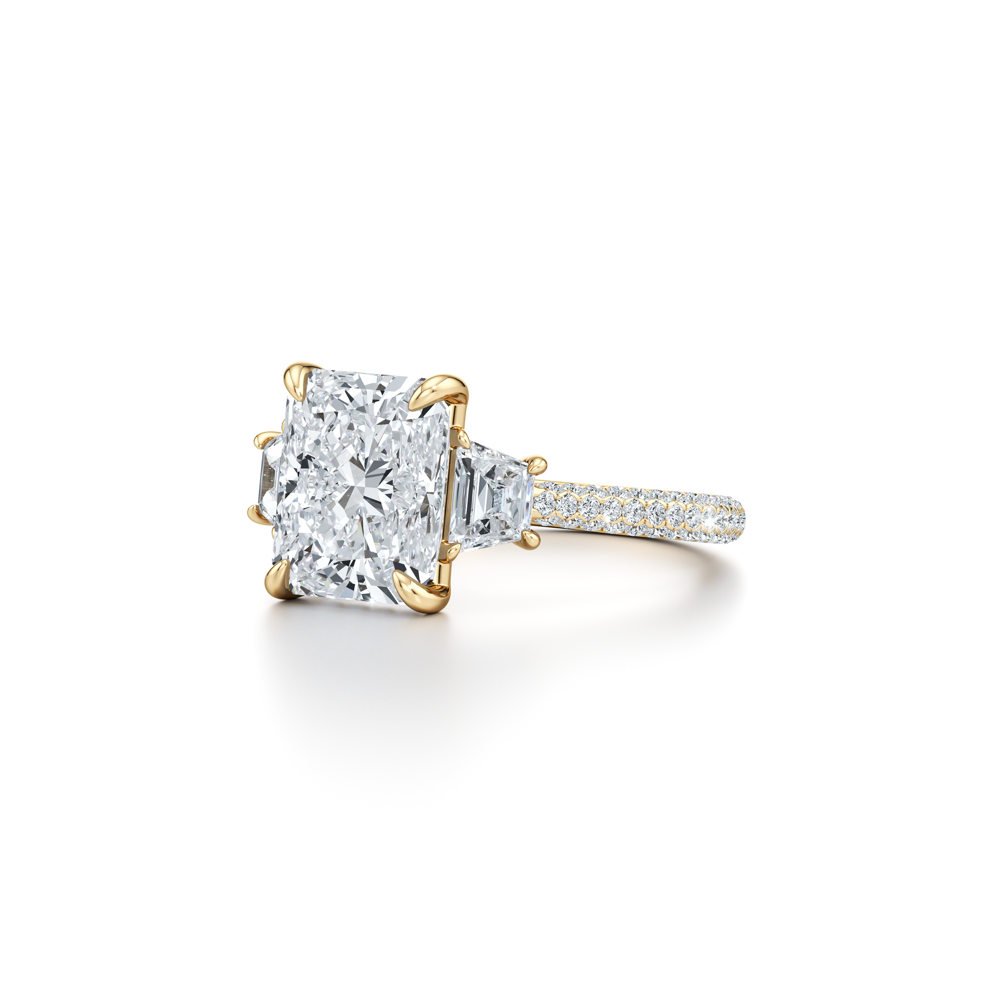 Chelsea Trapezoid Emerald Three Stone Lab Diamond Engagement Ring - view 2