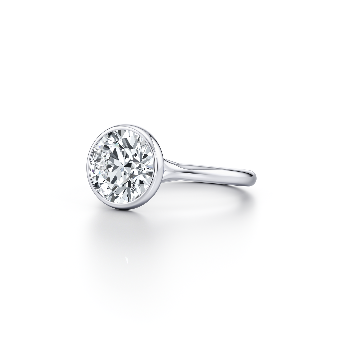 Elle Bezel Round Solitaire Lab Diamond Engagement Ring - view 2