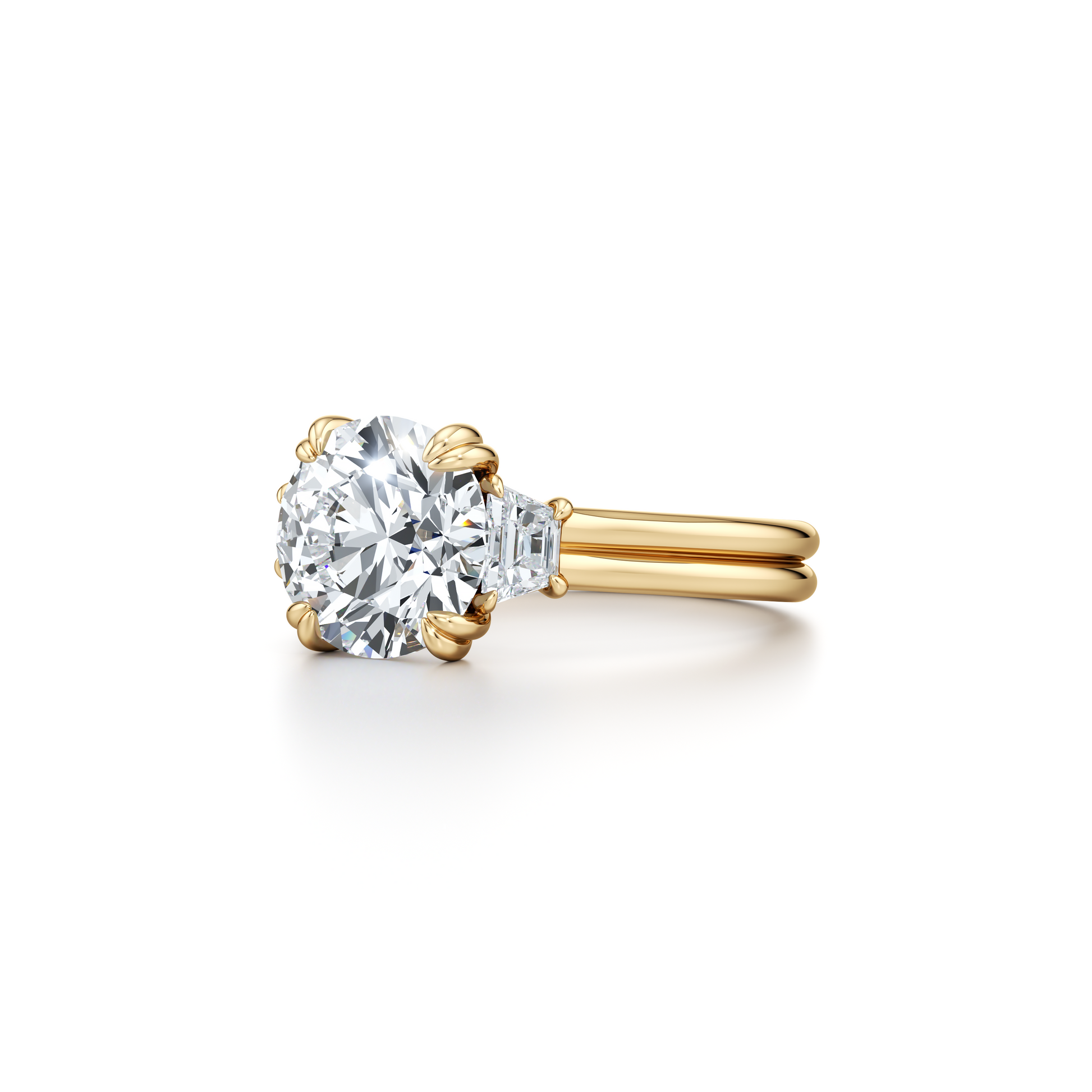 Elle Trapezoid Oval Three Stone Double Lab Diamond Engagement Ring - view 2