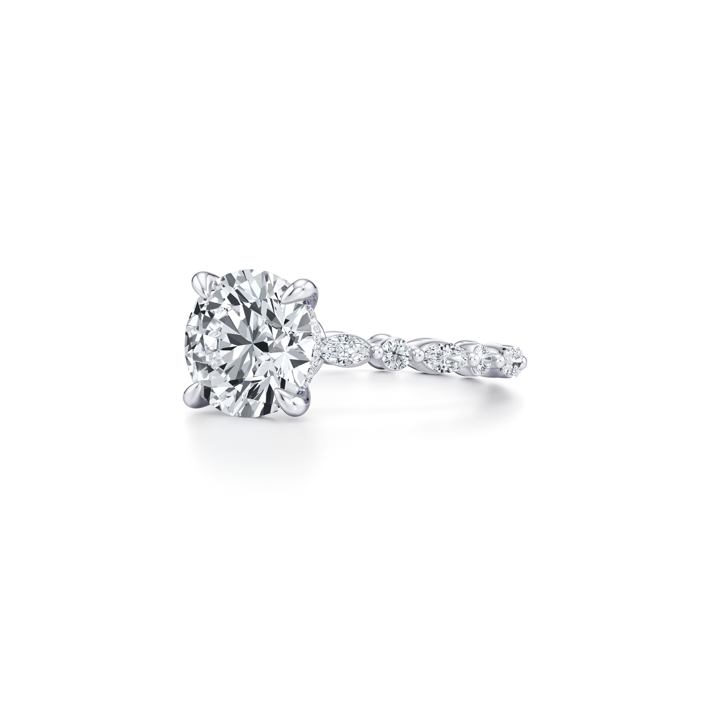 Vivienne Heritage Round Solitaire Lab Diamond Engagement Ring - view 2