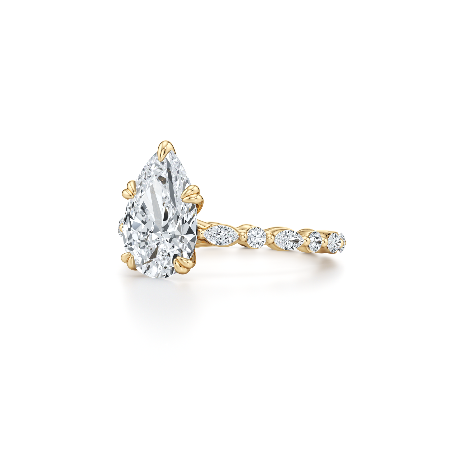 Vivienne Pear Solitaire Lab Diamond Engagement Ring - view 2