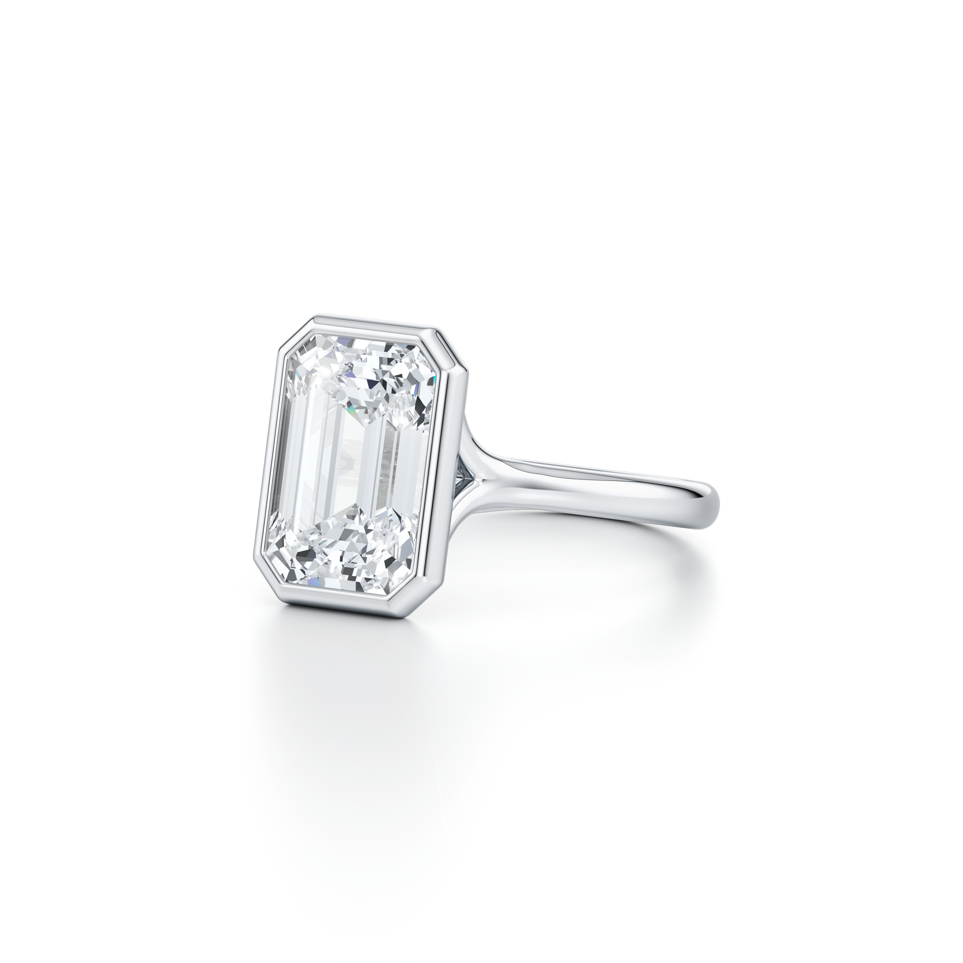 Elle Emerald Bezel Lab Diamond Engagement Ring - view 2
