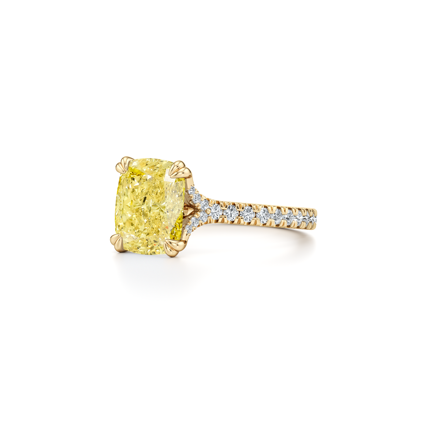 Elle Elongated Cushion Cut Solitaire Yellow Diamond Engagement Ring - view 2