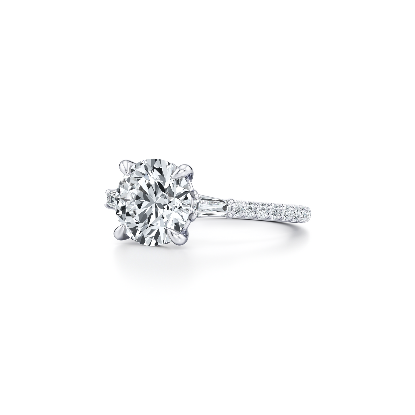 Chelsea Baguette Pear Three Stone Lab Diamond Engagement Ring - view 2