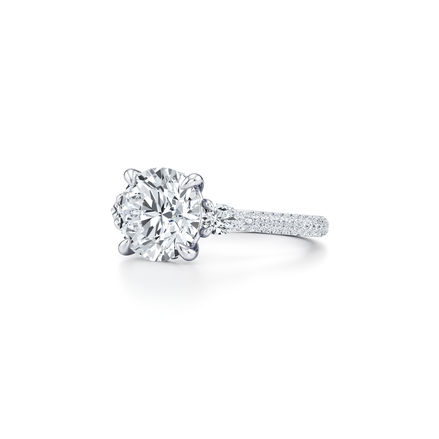 Chelsea Round Cut Three Stone Engagement Ring - view 2