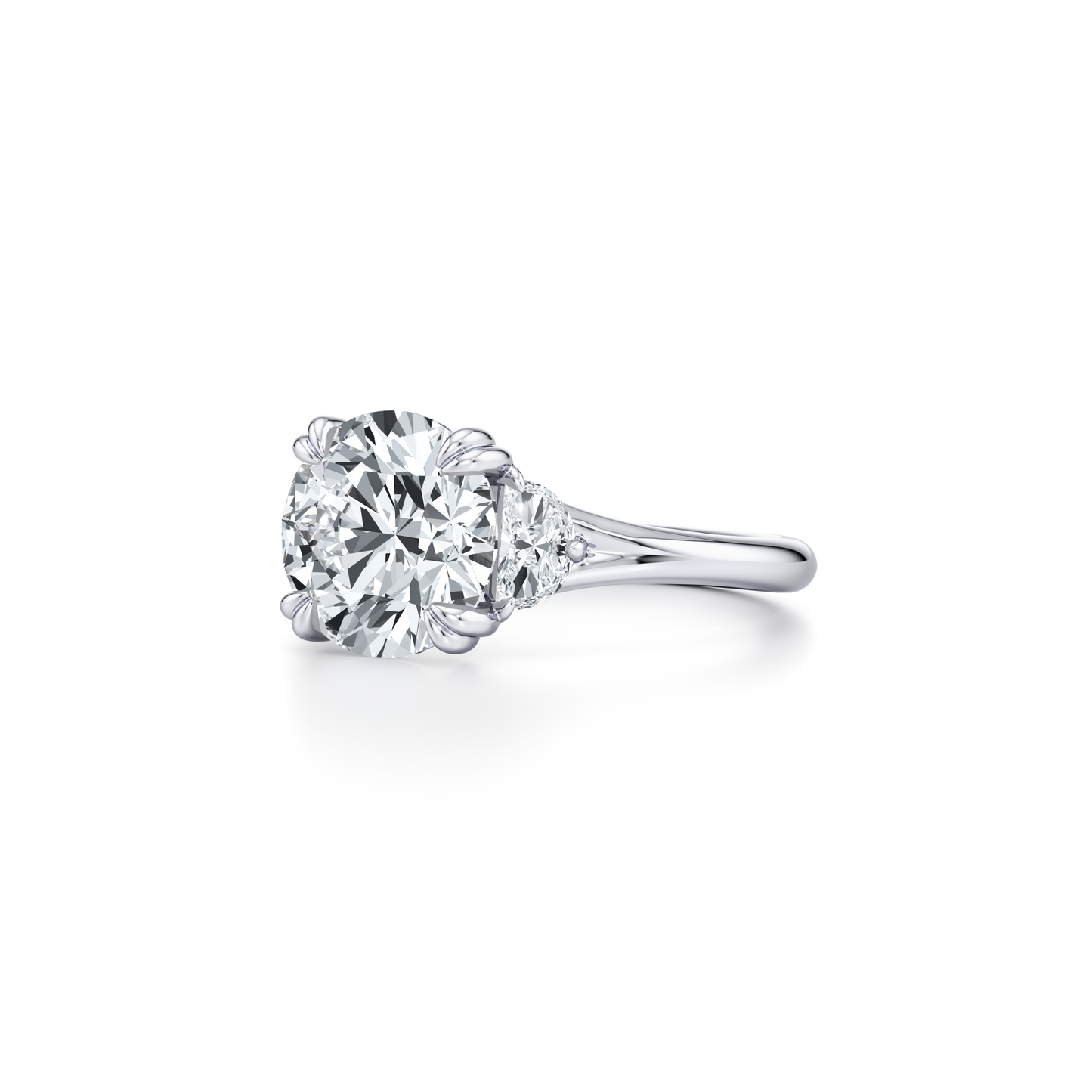 Jane Half Moon Pear Three Stone Lab Diamond Engagement Ring - view 2