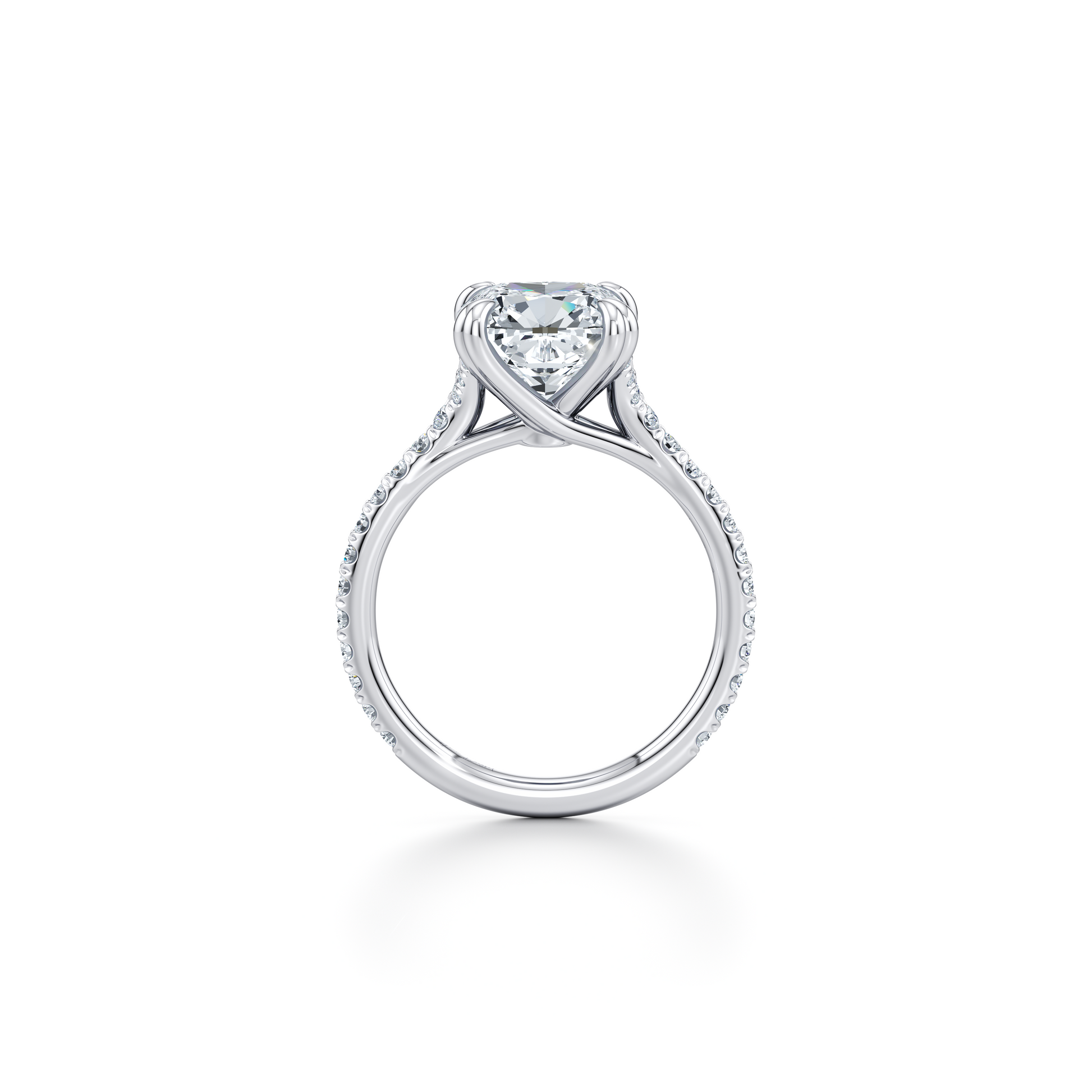 Elle East-West Elongated Cushion Solitaire Lab Diamond Engagement Ring - view 5