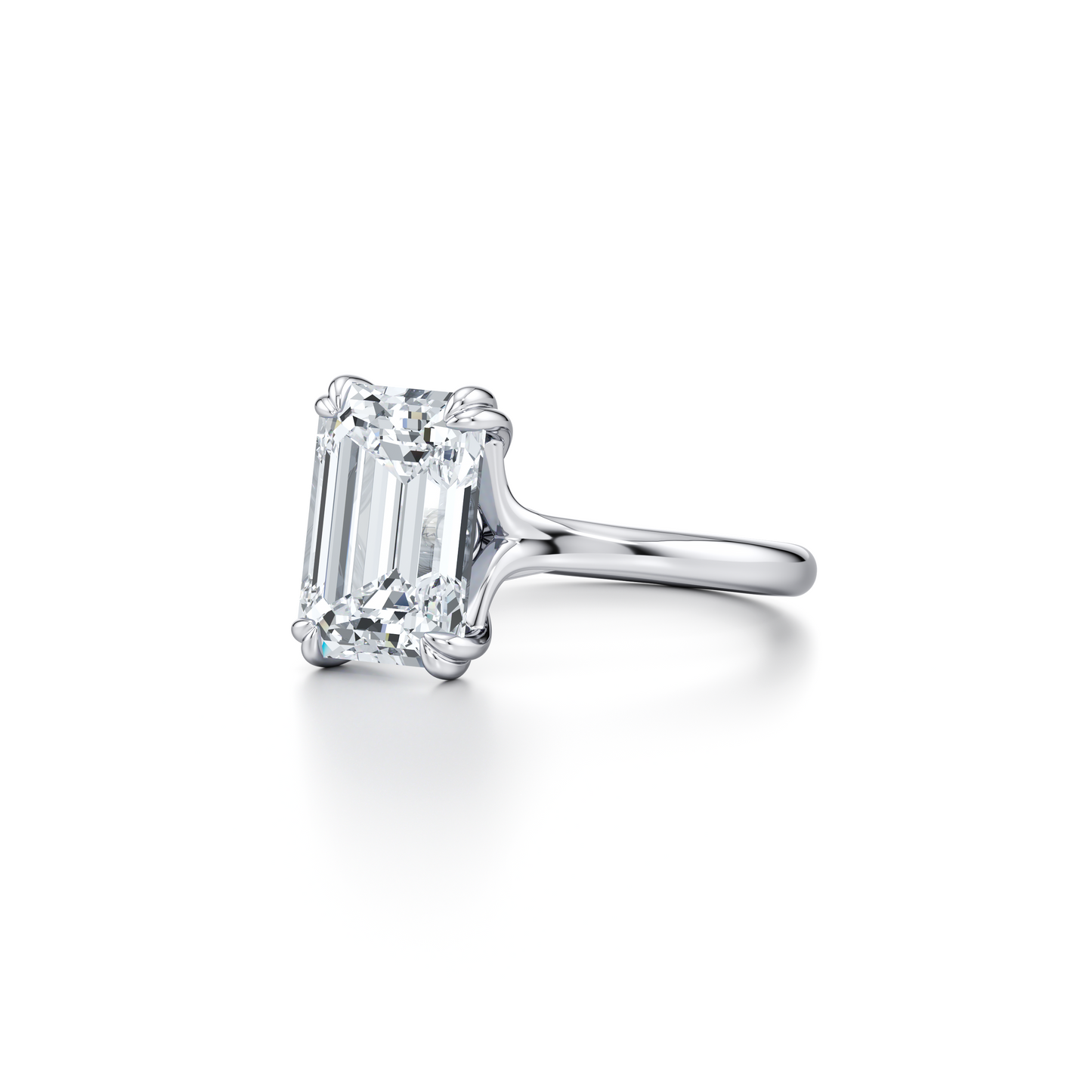 Elle Emerald Cut Solitaire Lab Diamond Engagement Ring - view 2