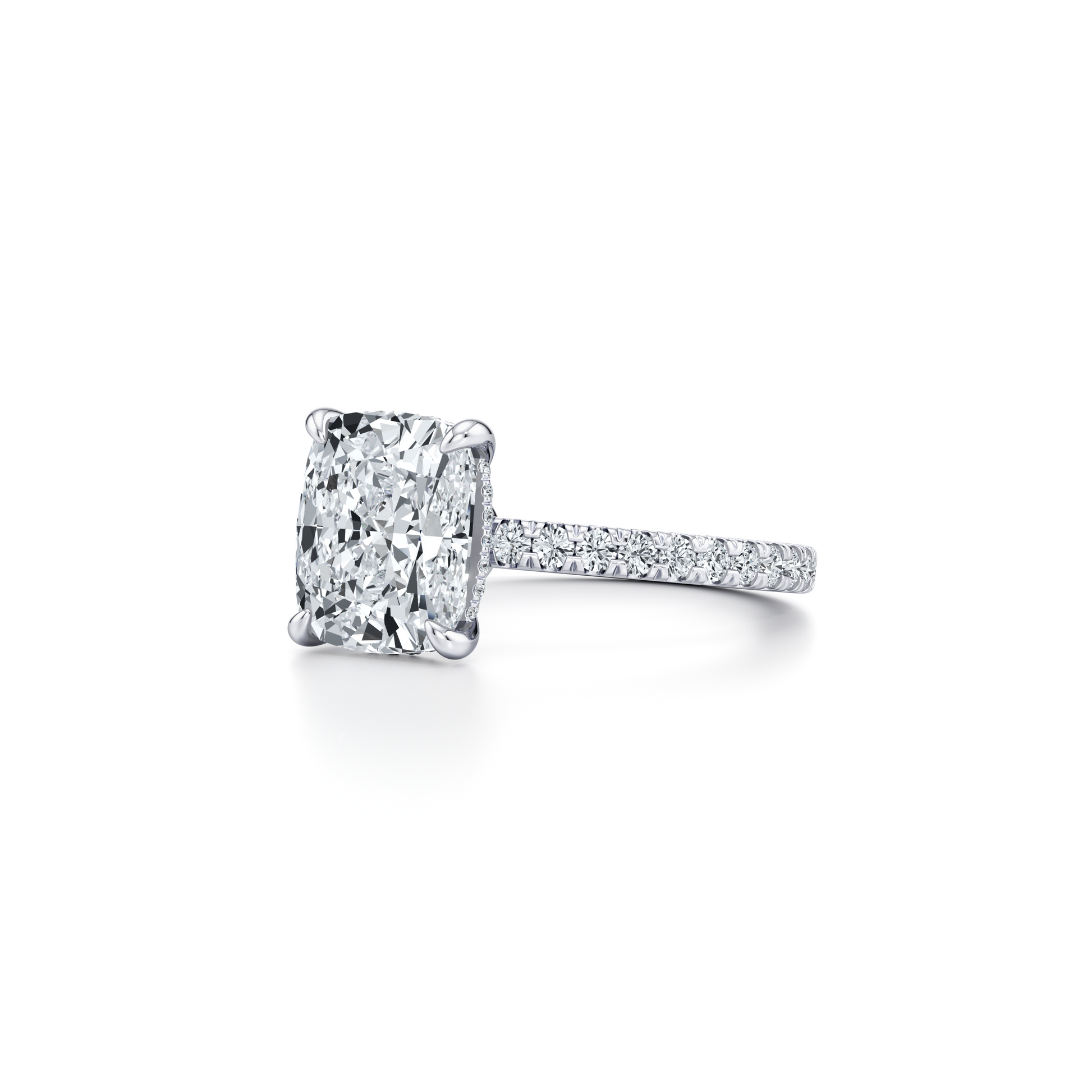 Audrey Bezel Antique Cushion Solitaire Lab Diamond Engagement Ring - view 6