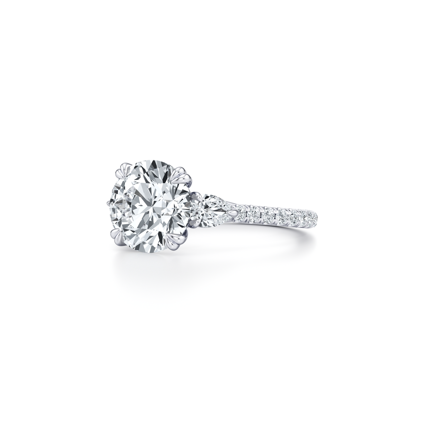 Elle Pear Oval Three Stone Lab Diamond Engagement Ring - view 2
