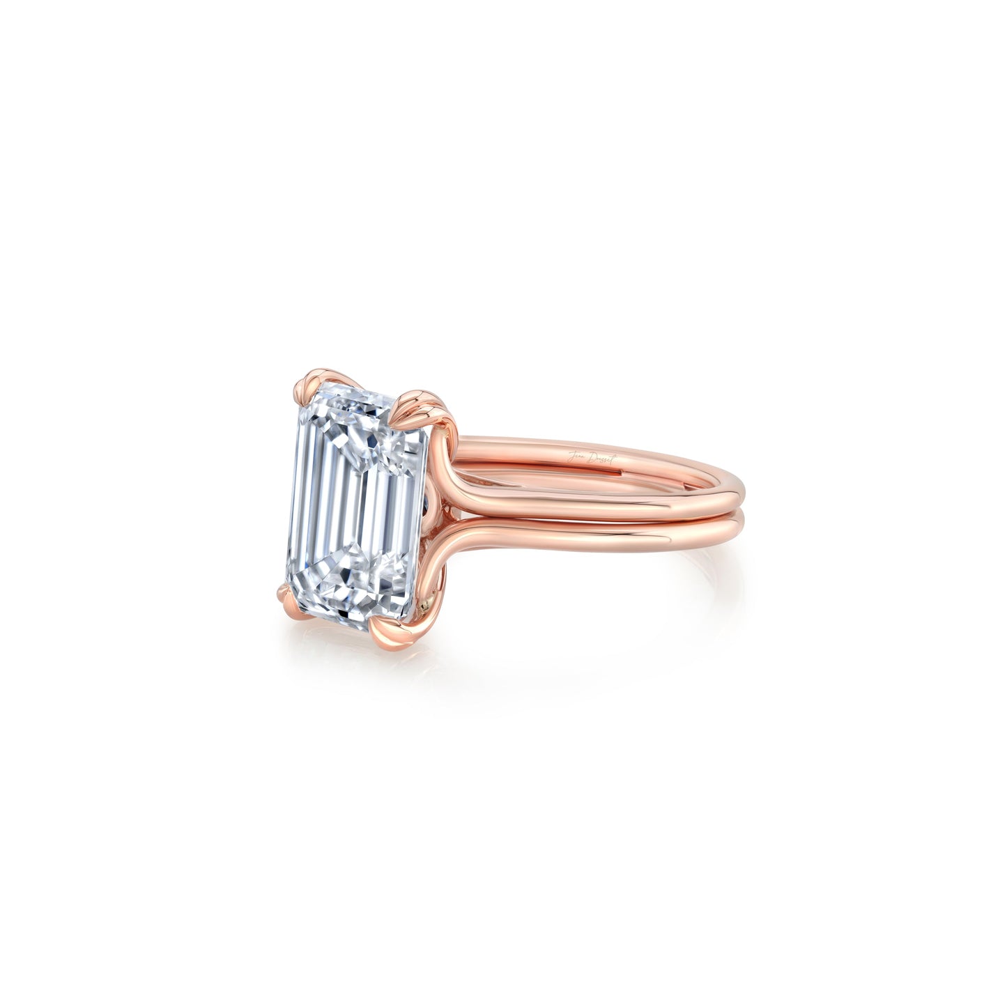 Elle Emerald Cut Solitaire Lab Diamond Engagement Ring - view 5