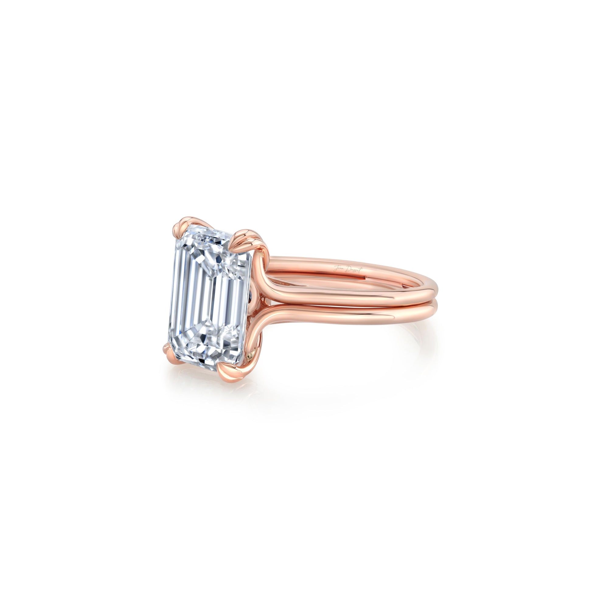 Elle Emerald Cut Solitaire Lab Diamond Engagement Ring - view 5