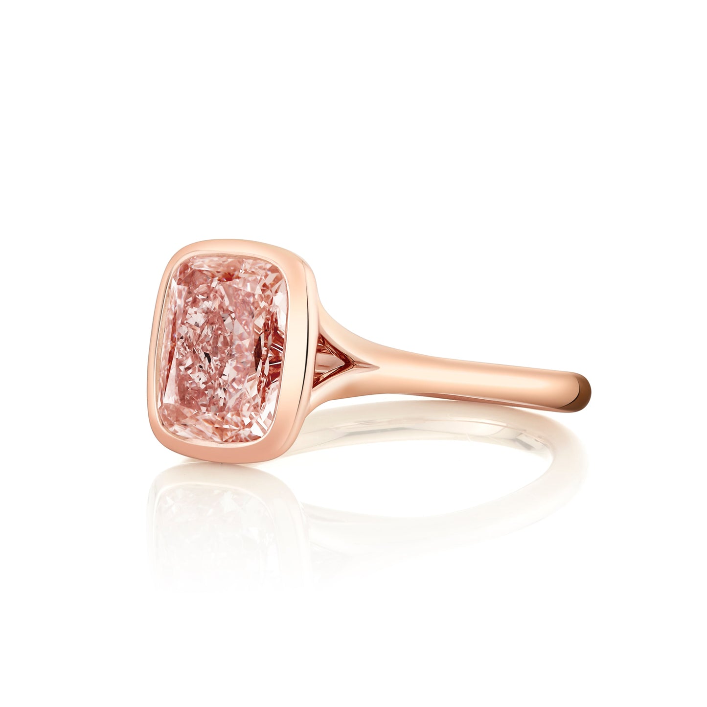 Elle Cushion Bezel Lab Pink Diamond Engagement Ring - view 2