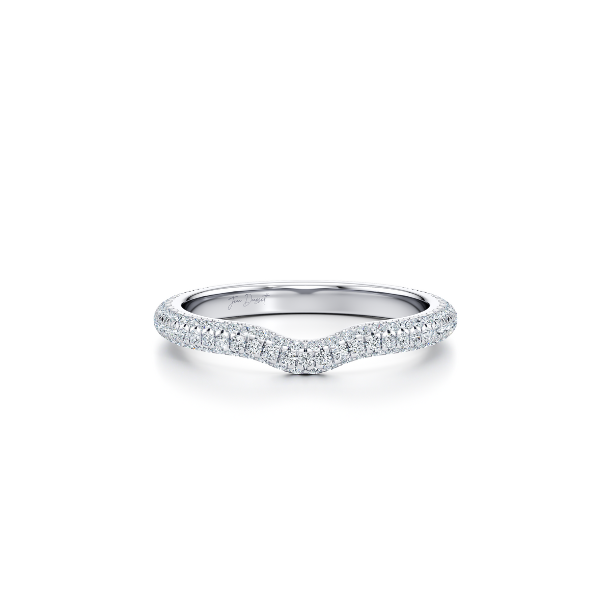 Contour Band - Three Rows Pave - view 10