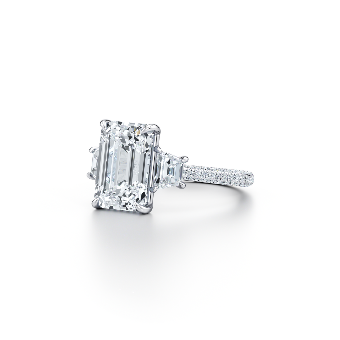 Chelsea Emerald Three Stone Engagement Ring - view 2