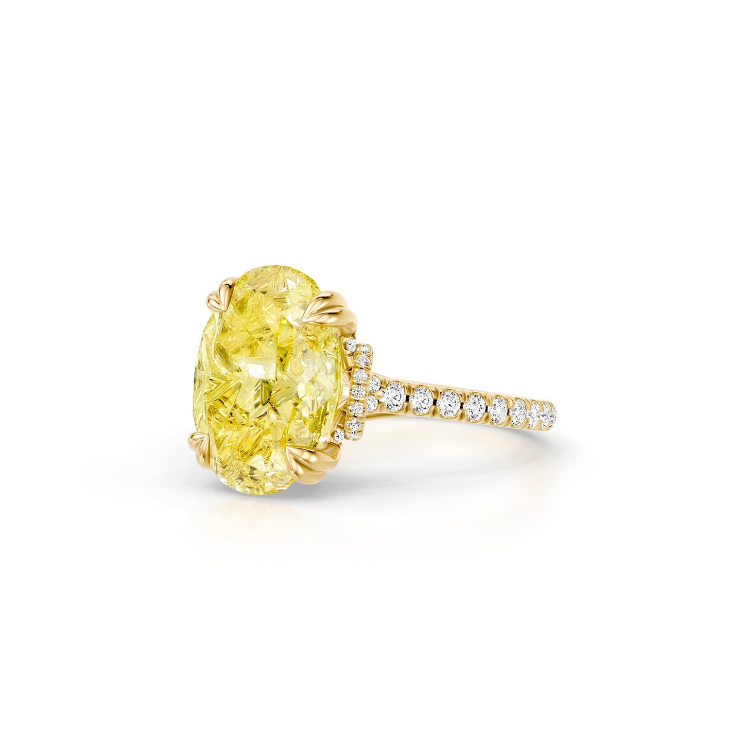 High Jewelry | Nathalie Oval Cut Yellow Diamond Solitaire Engagement Ring - view 2