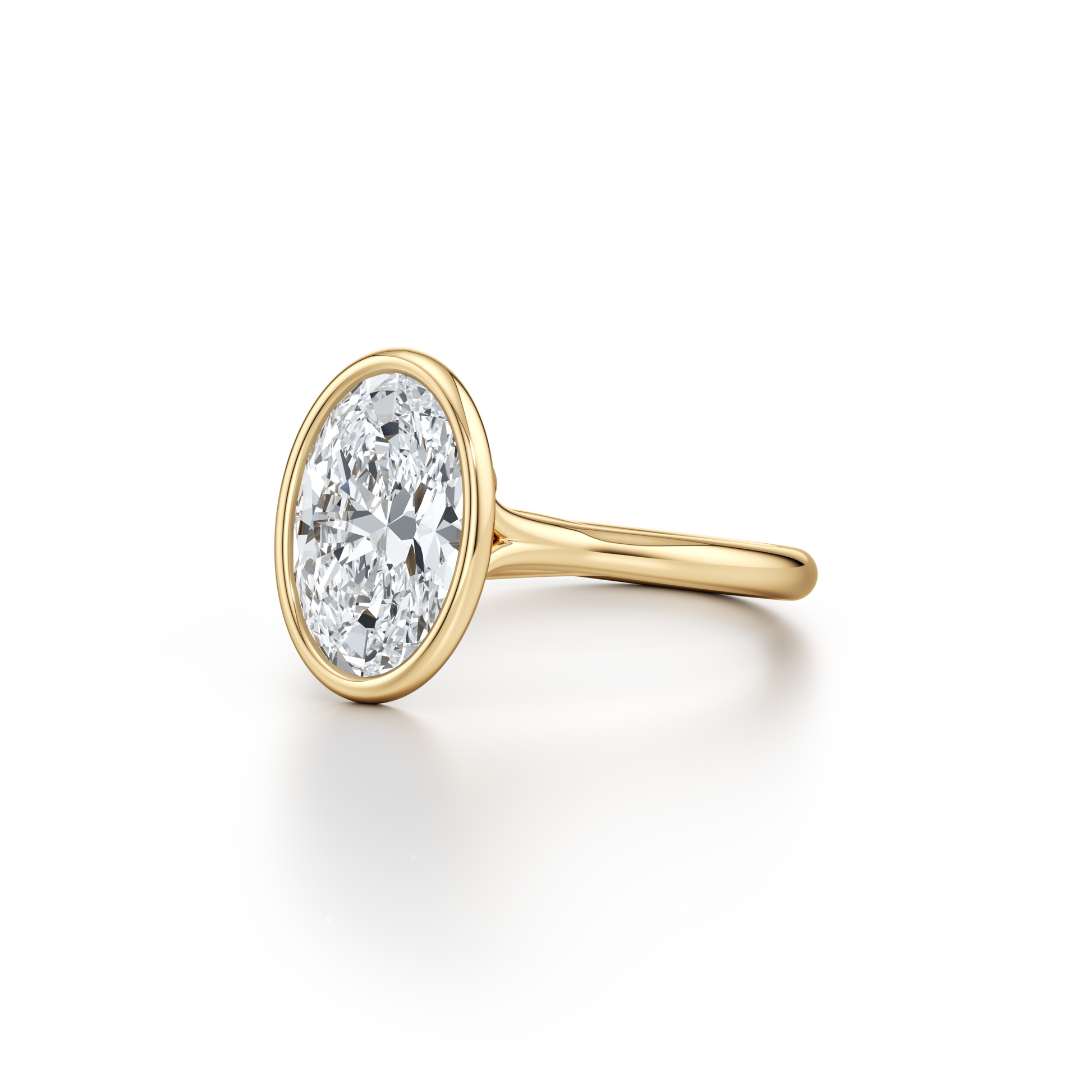 Elle Bezel Oval Cut Solitaire Lab Diamond Engagement Ring - view 2