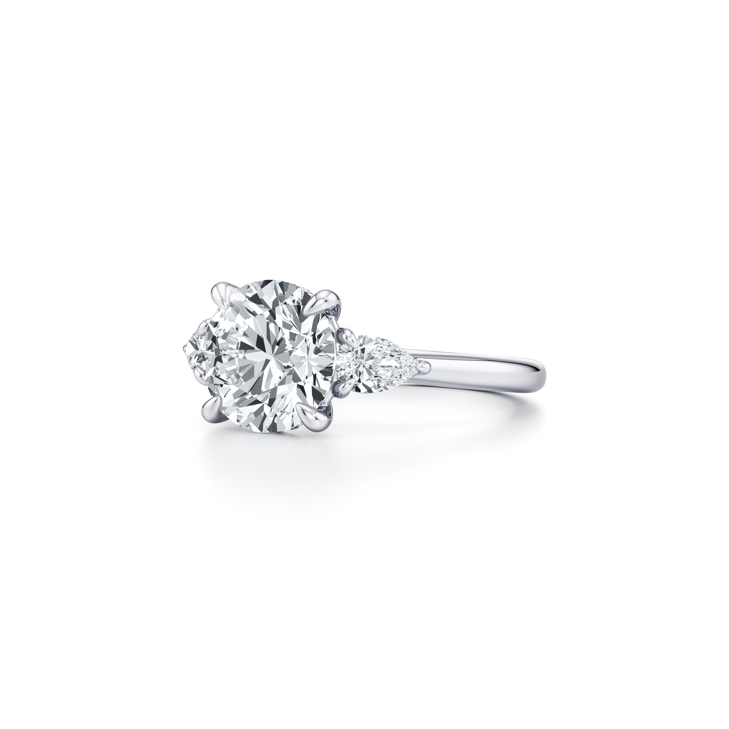 Chelsea Pear Round Three Stone Lab Diamond Engagement Ring - view 2