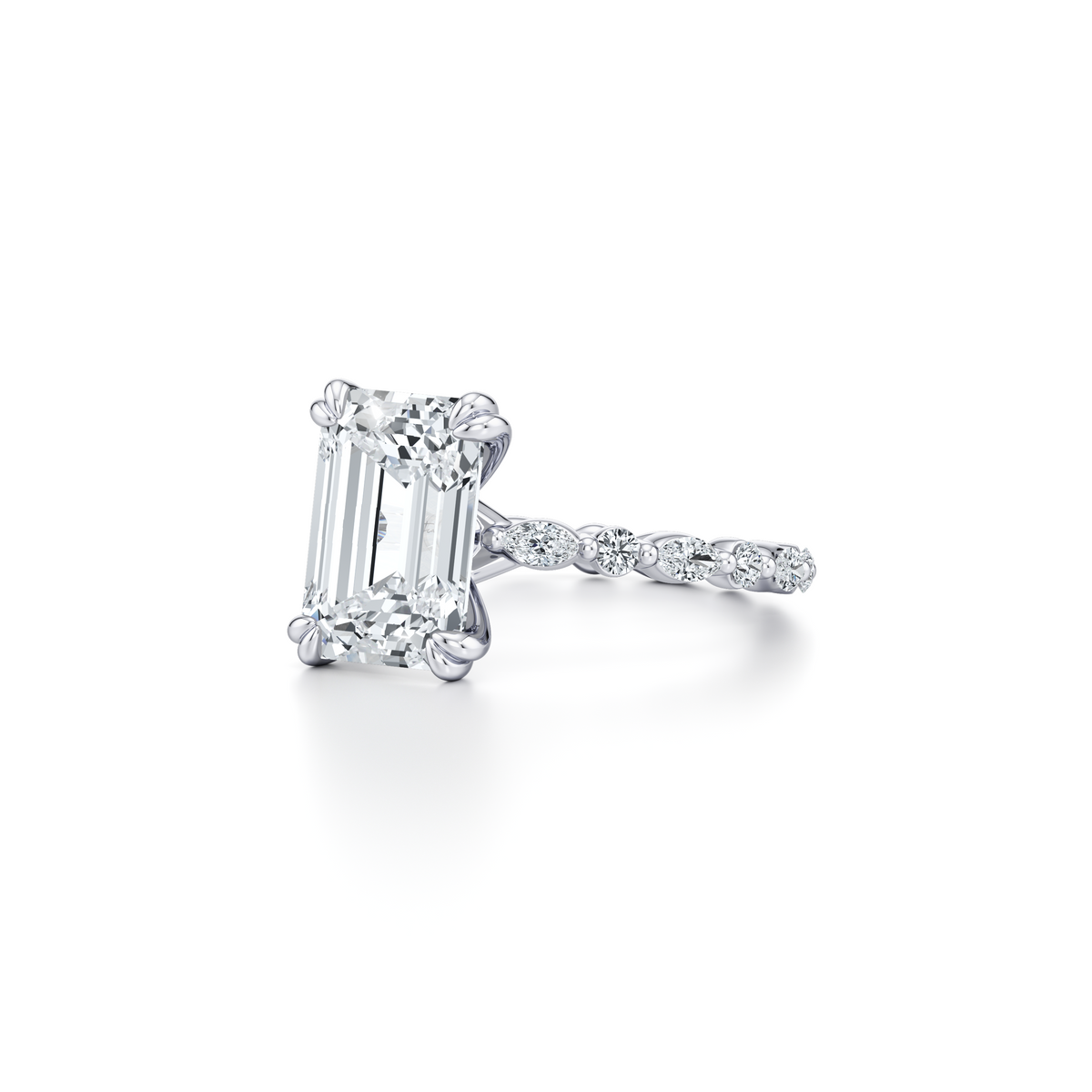 Vivienne Emerald Solitaire Lab Diamond Engagement Ring - view 2