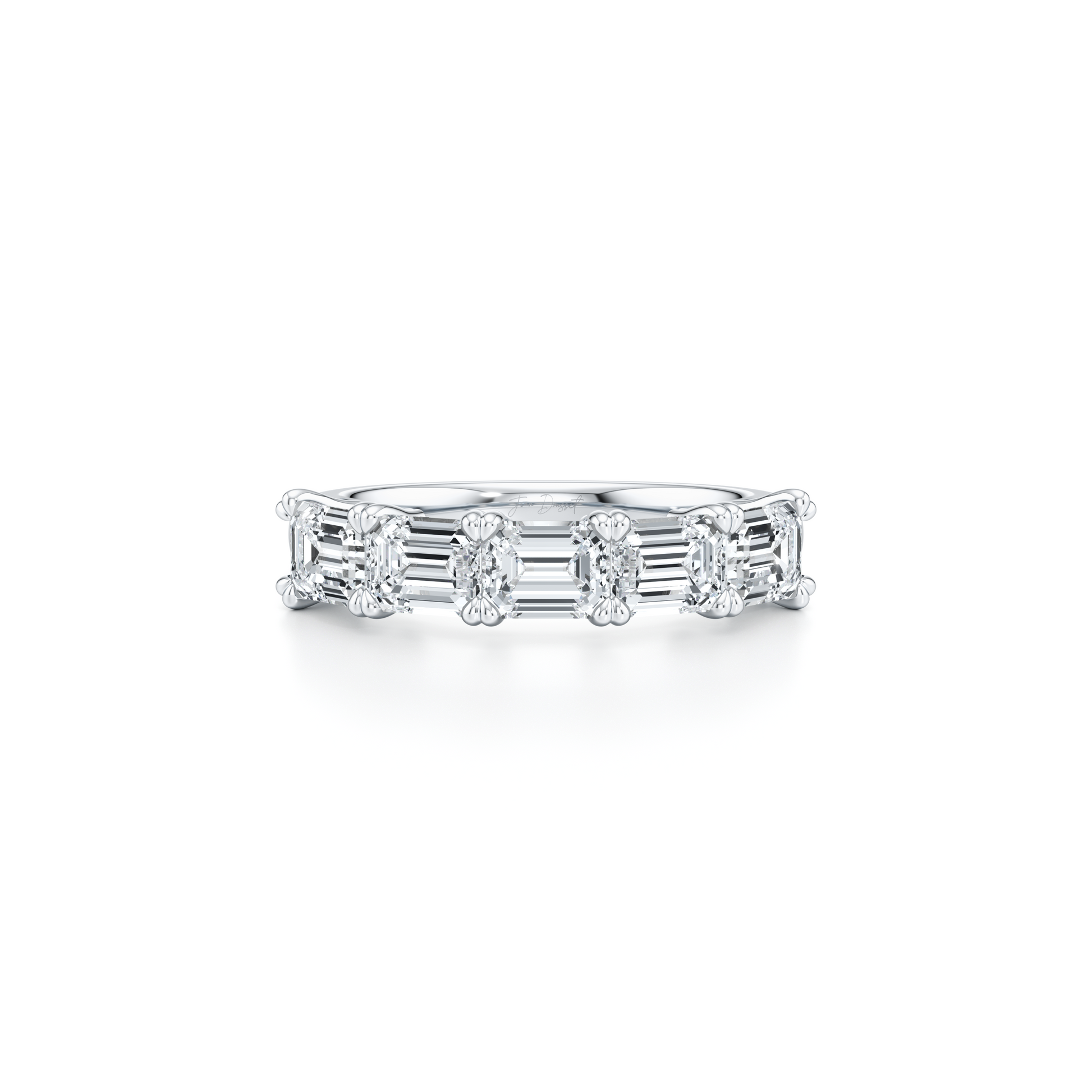 Elle 5-Stone East-West Emerald Lab Diamond Band - view 2