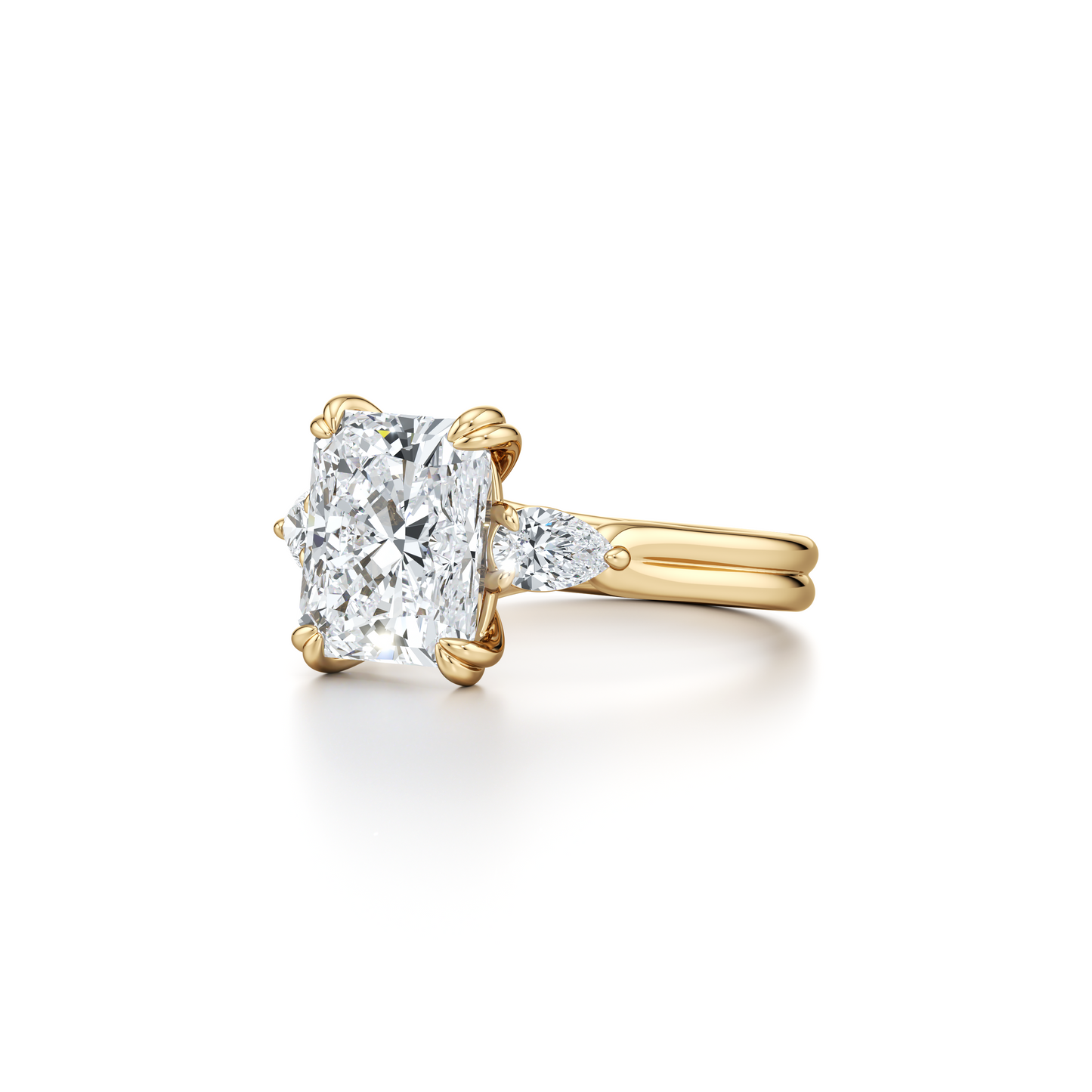 Elle Radiant Three Stone Lab Pink Diamond Engagement Ring - view 7