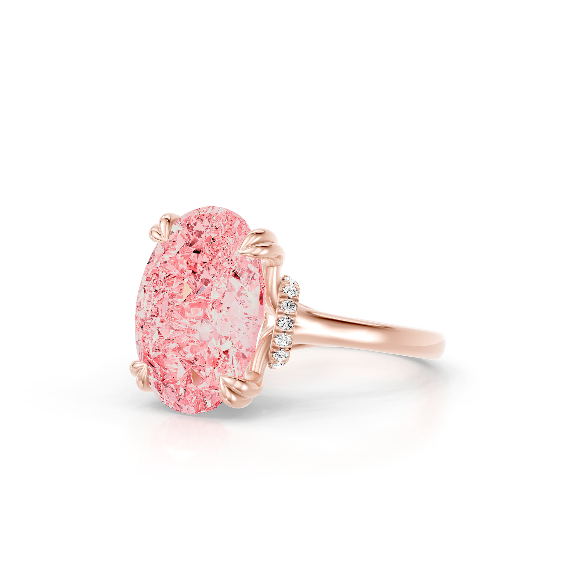 High Jewelry | Nathalie Oval Cut Pink Diamond Solitaire Engagement Ring - view 2