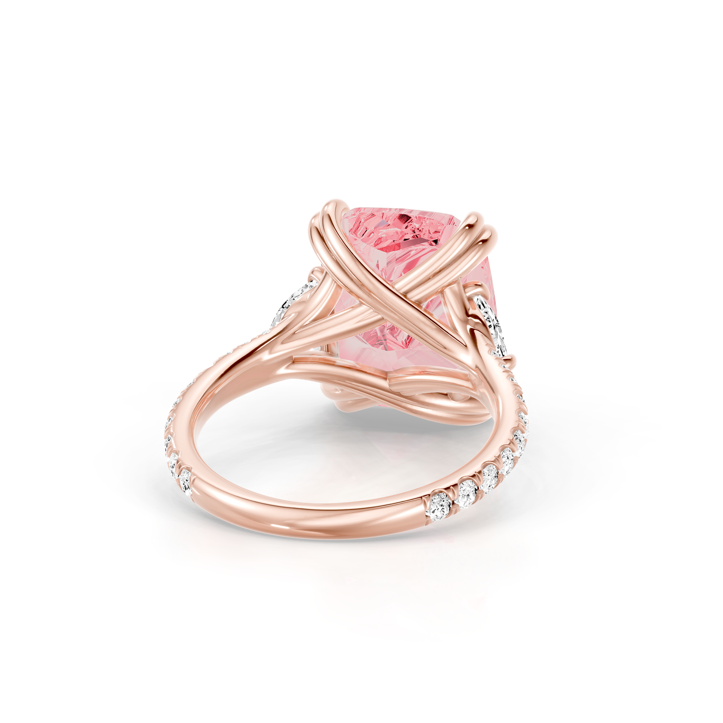 Jane Cushion Pink Diamond Three Stone Engagement Ring - view 3