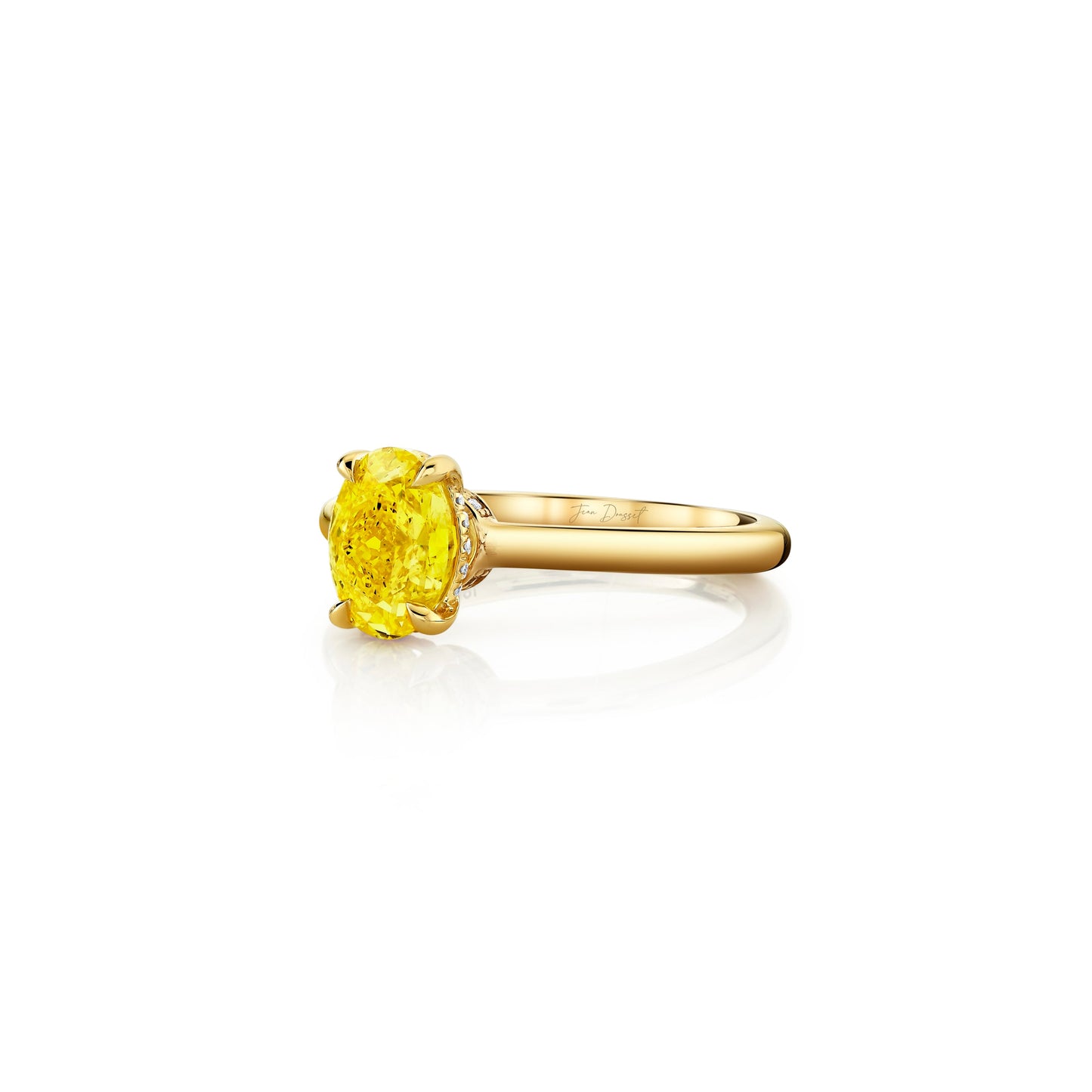 Audrey Oval Solitaire Lab Yellow Diamond Engagement Ring - view 2