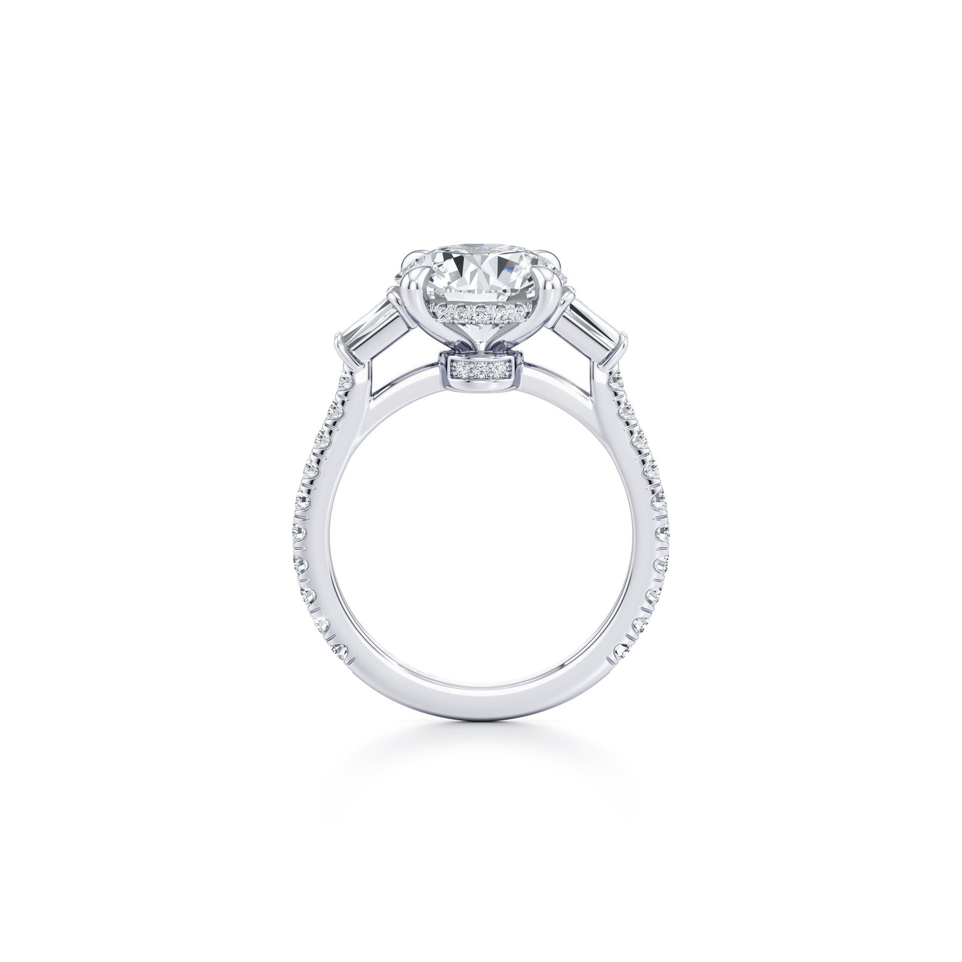 Chelsea Baguette Pear Three Stone Lab Diamond Engagement Ring - view 3