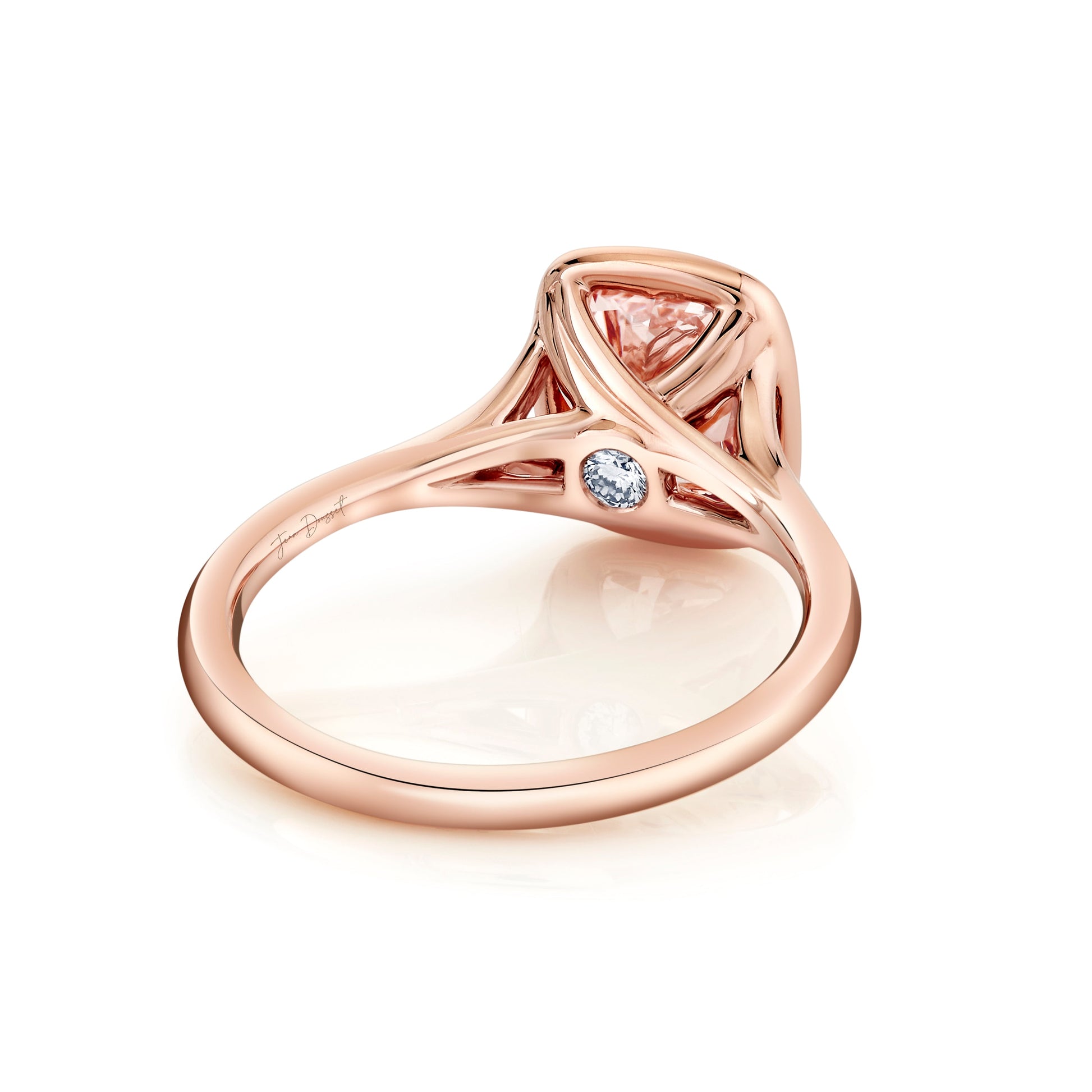 Elle Cushion Bezel Lab Pink Diamond Engagement Ring - view 3