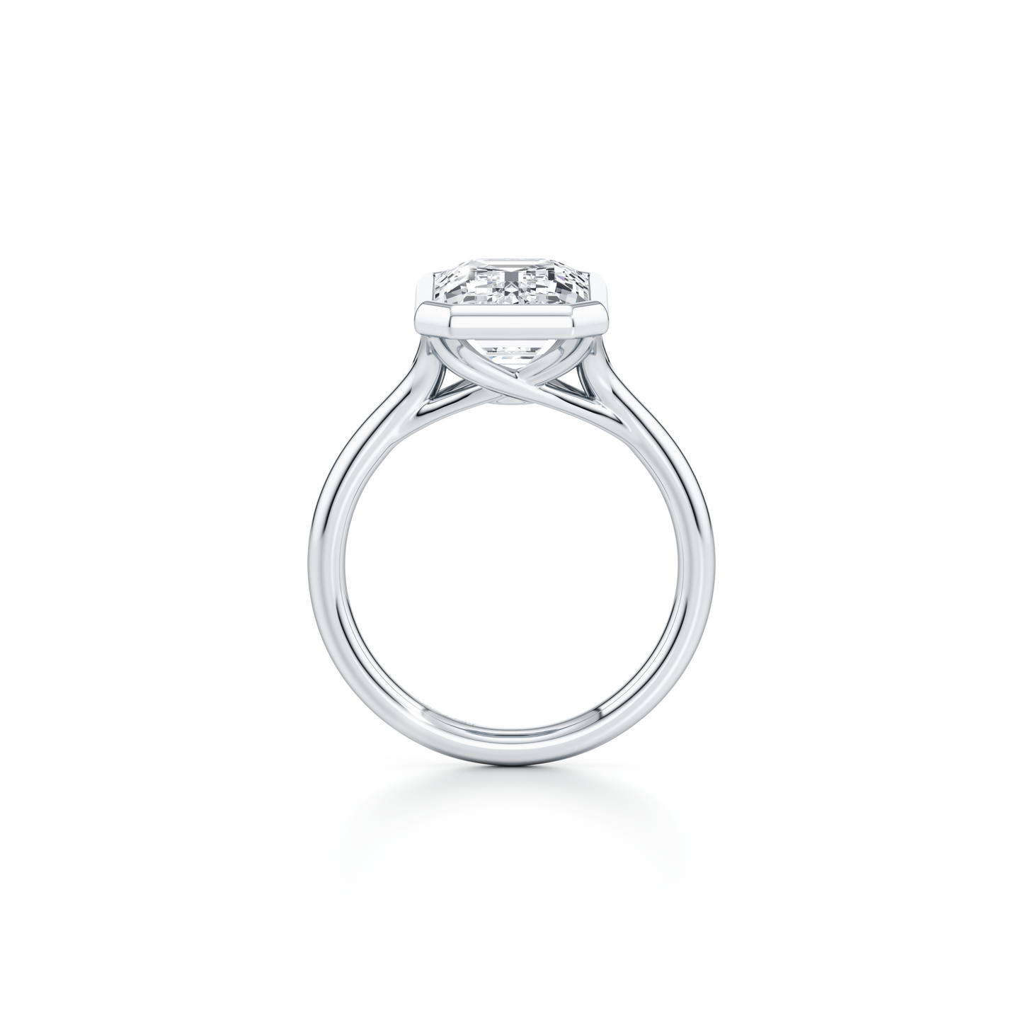 Elle Emerald Bezel Lab Diamond Engagement Ring - view 3